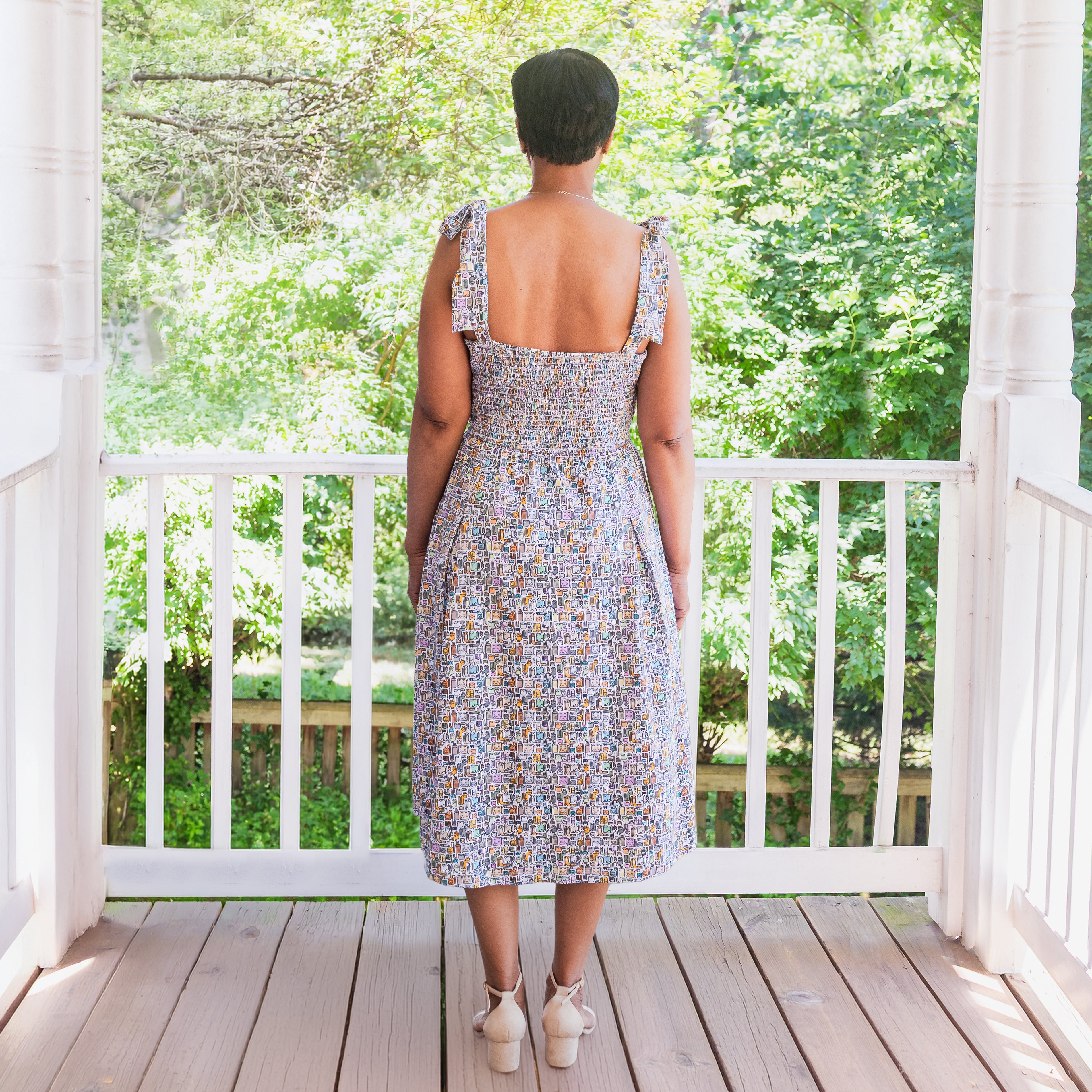 Cat Puzzle Dress with Pockets