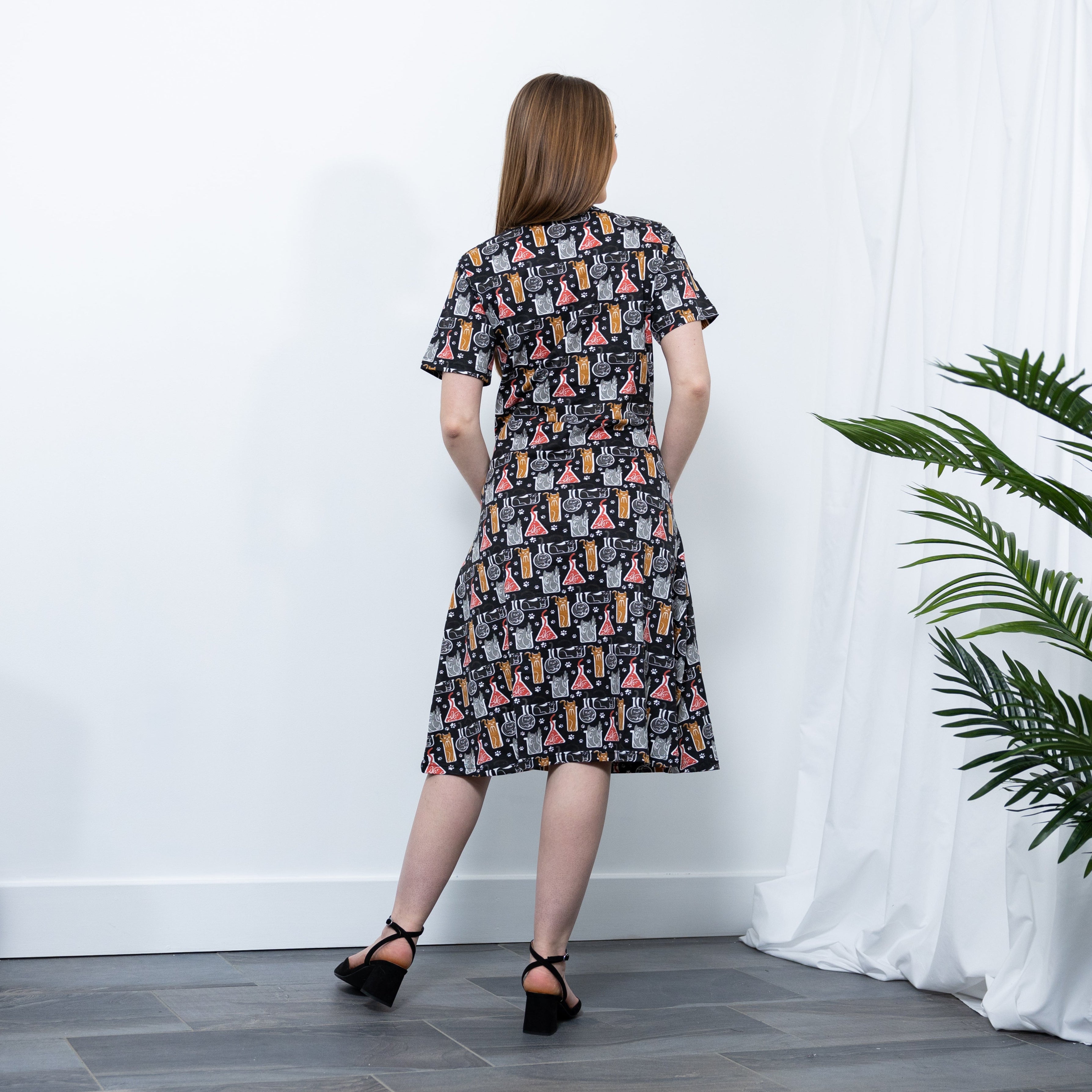 Cats Are Liquid A-Line Dress (With Waist Seam)