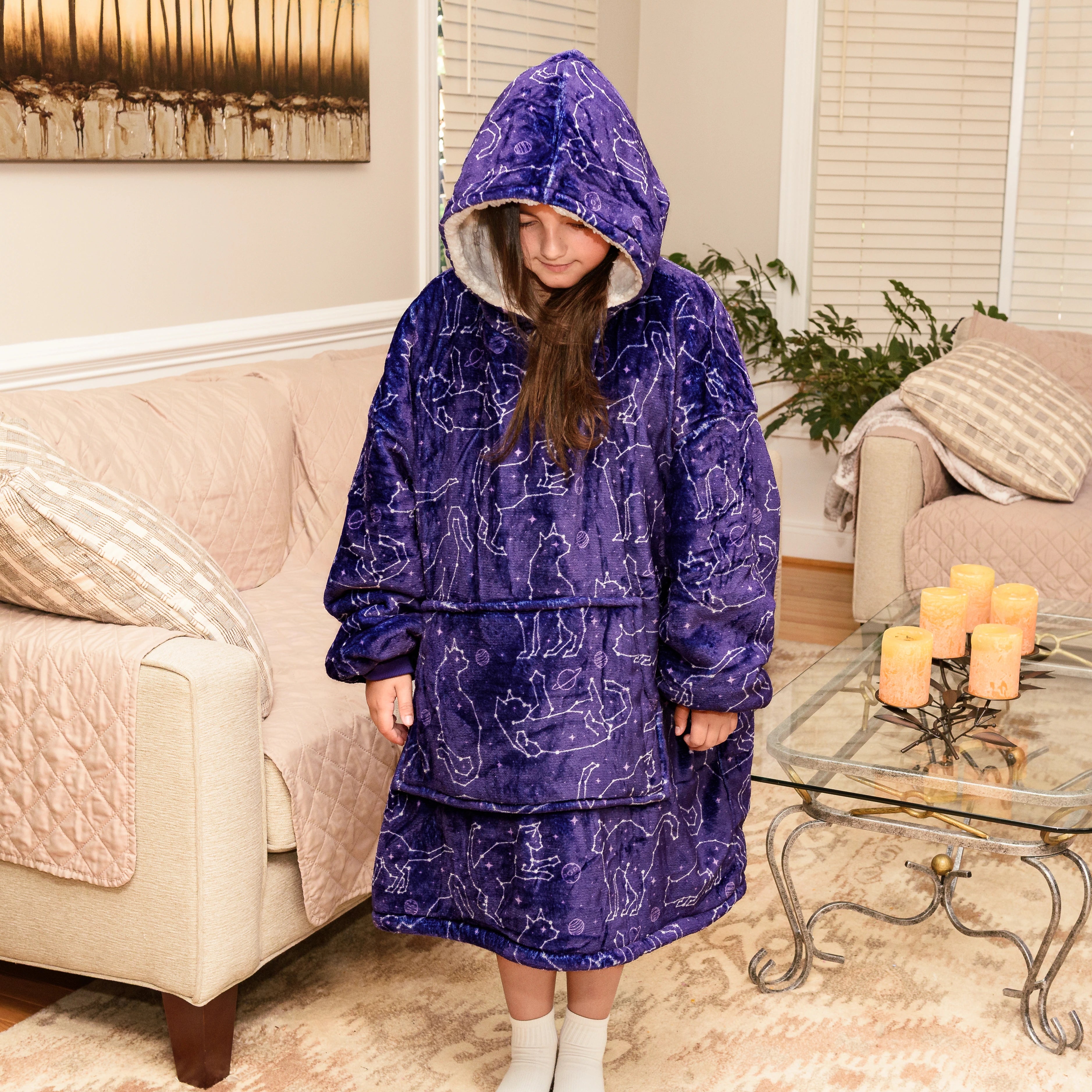 Cats Constellations Kids Blanket Hoodie