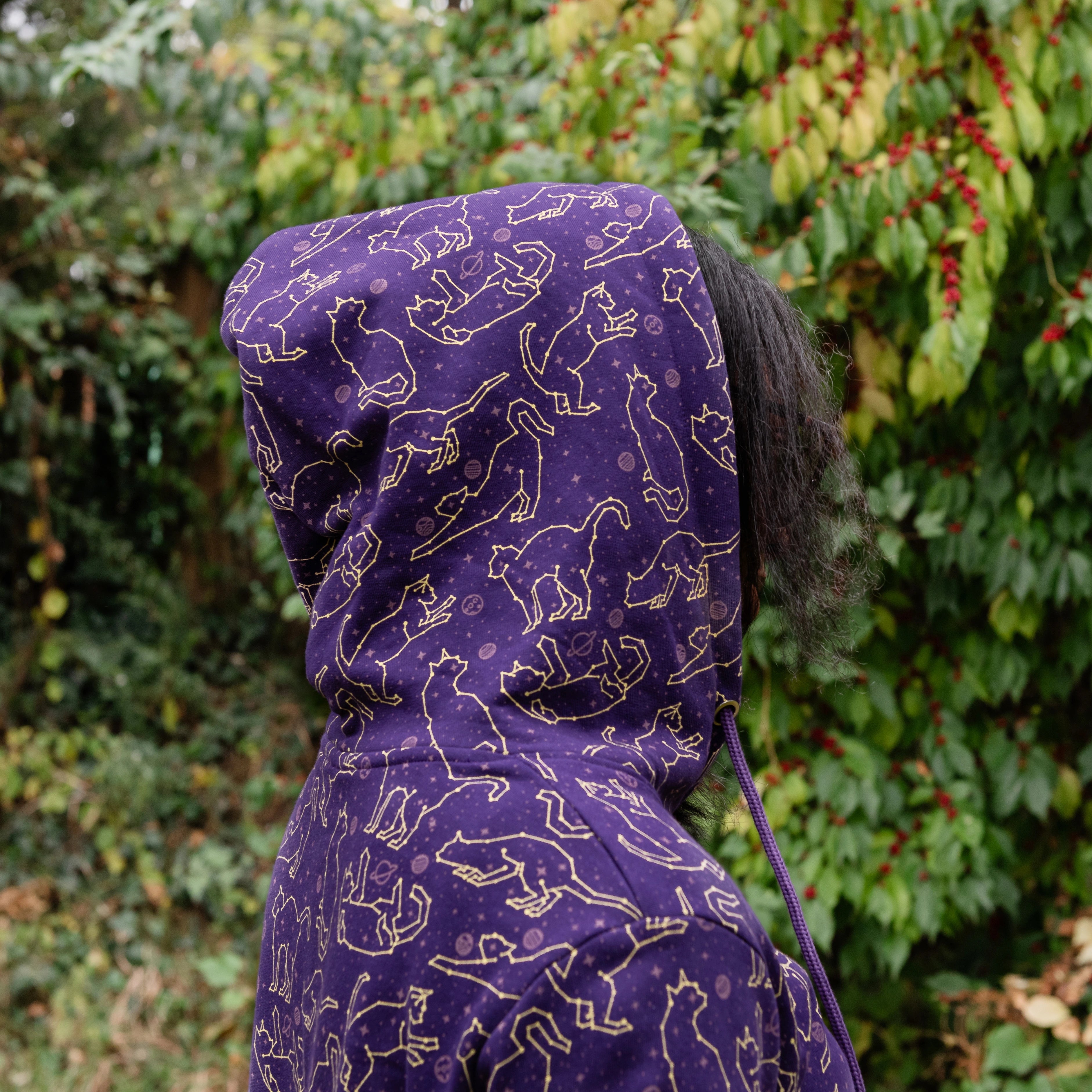 Cats Constellations Long Sleeve Hoodie Dress