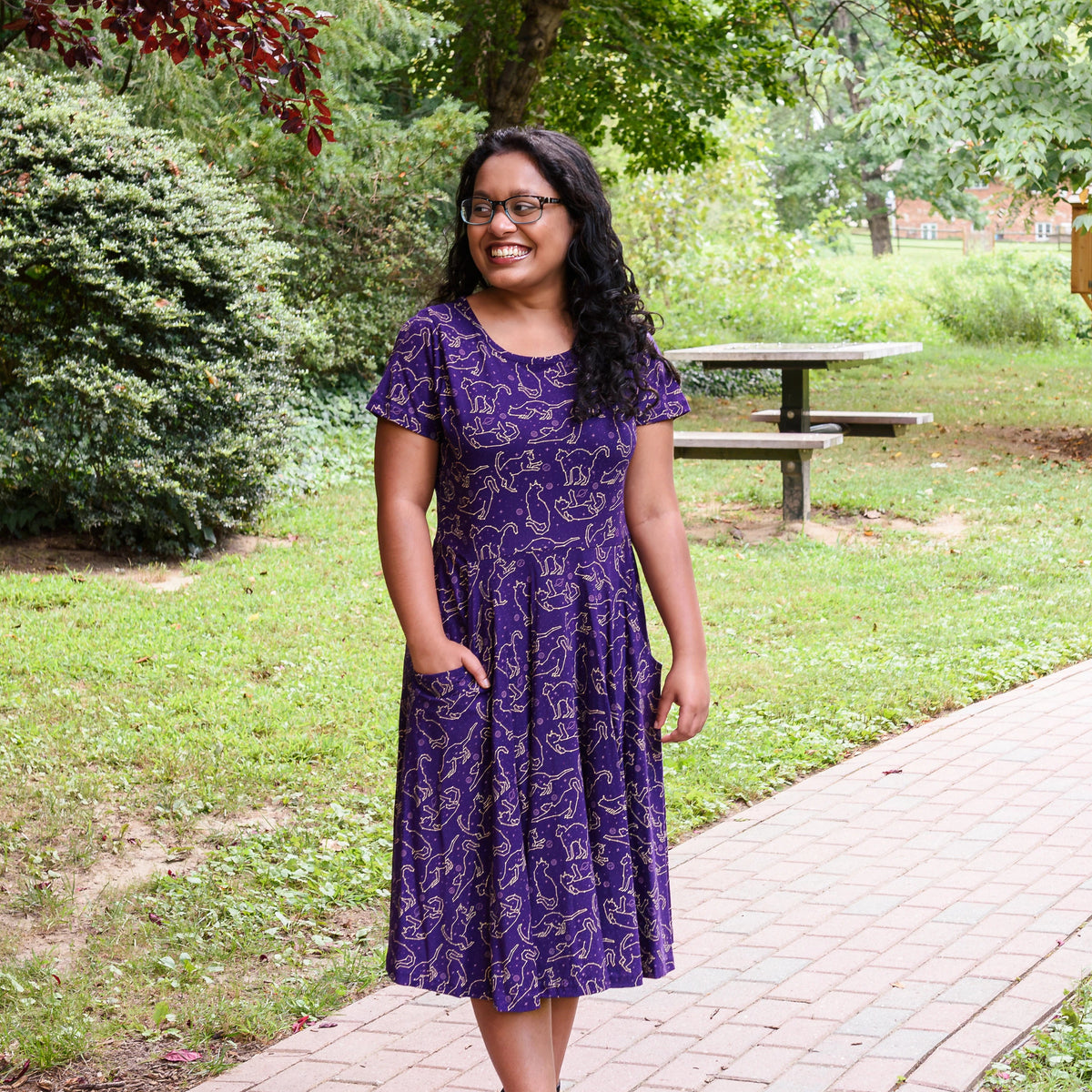 Cats Constellations Petite Twirl Dress with Pockets