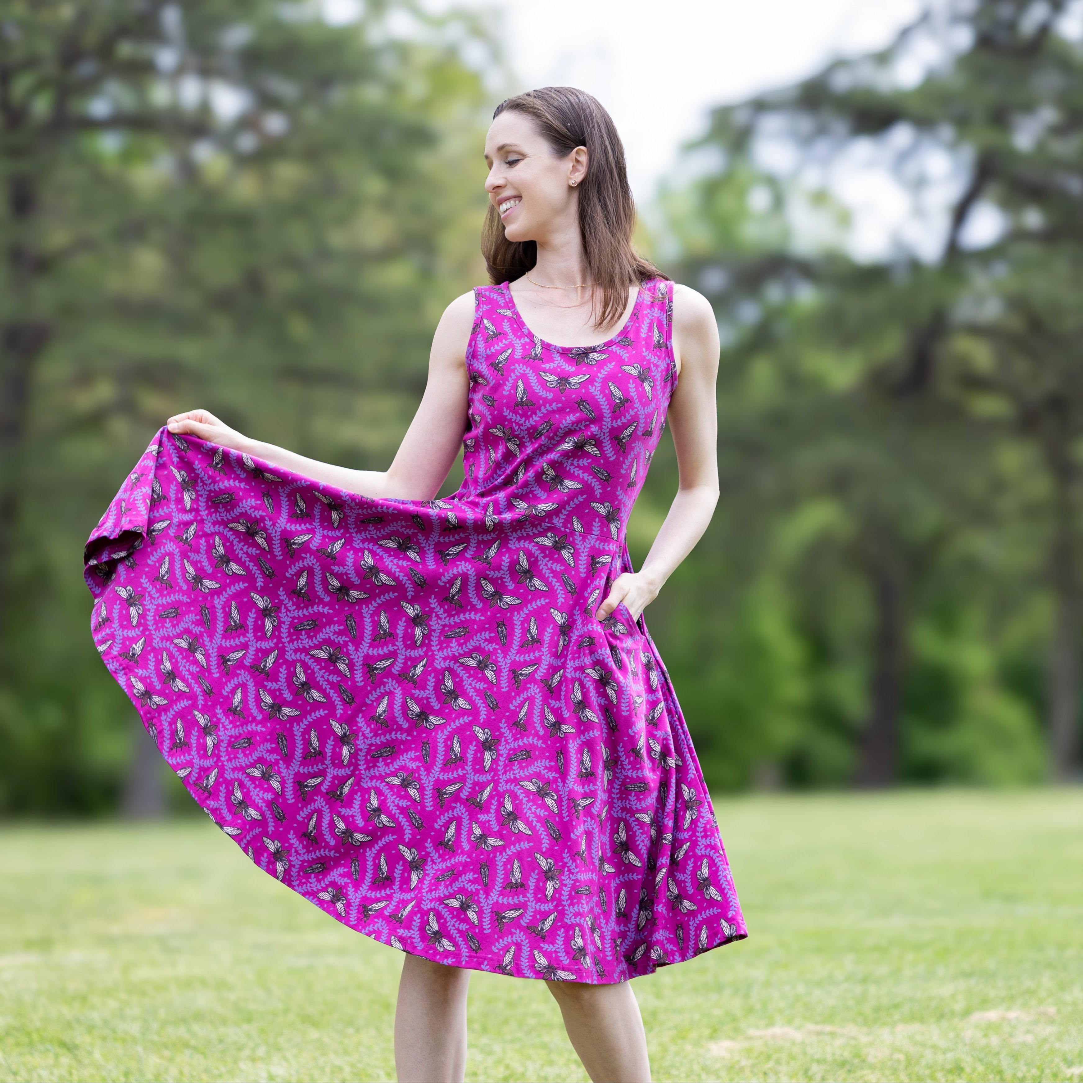 Cicadas Sleeveless Twirl Dress