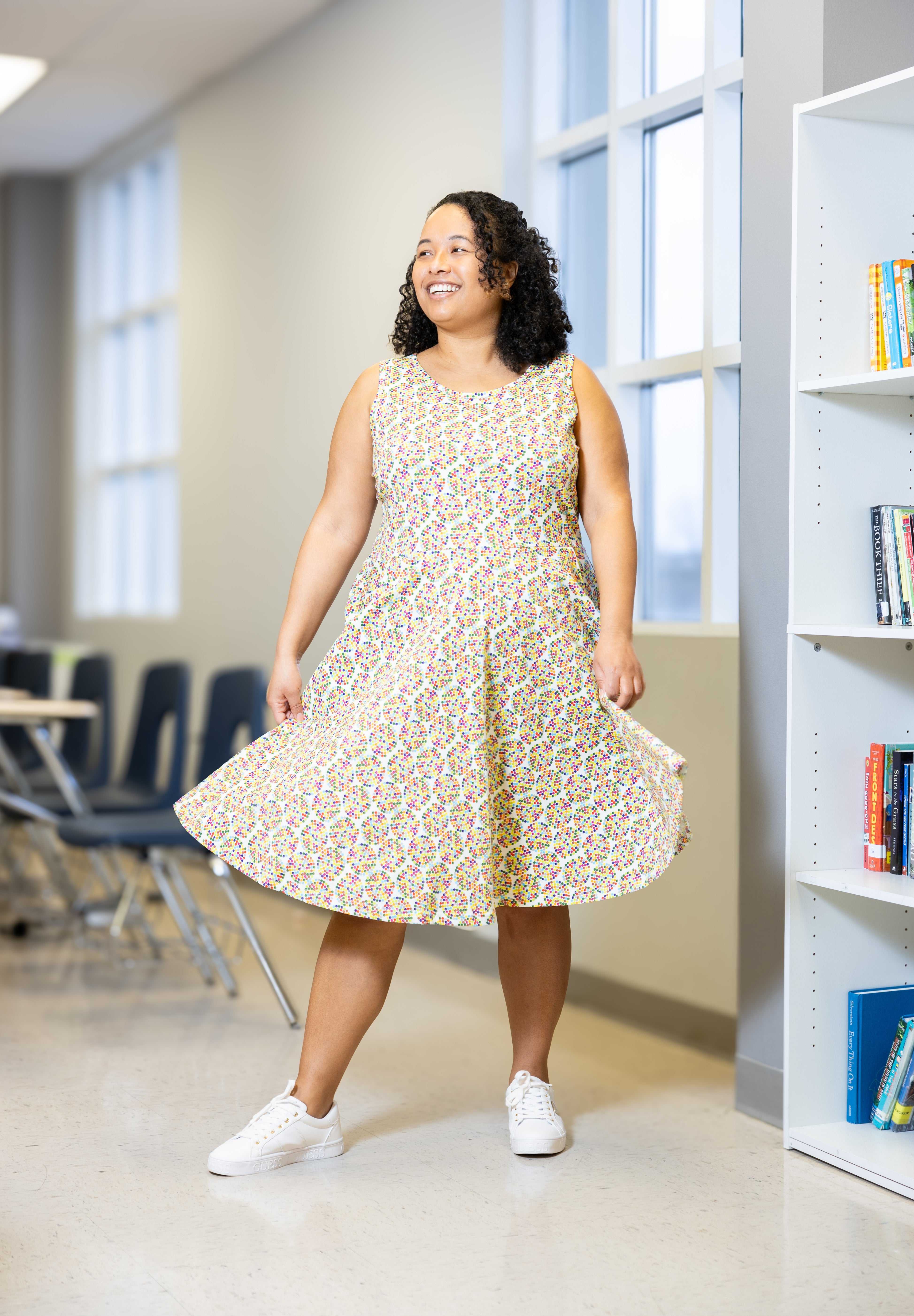 Coded Pi Sleeveless Twirl Dress