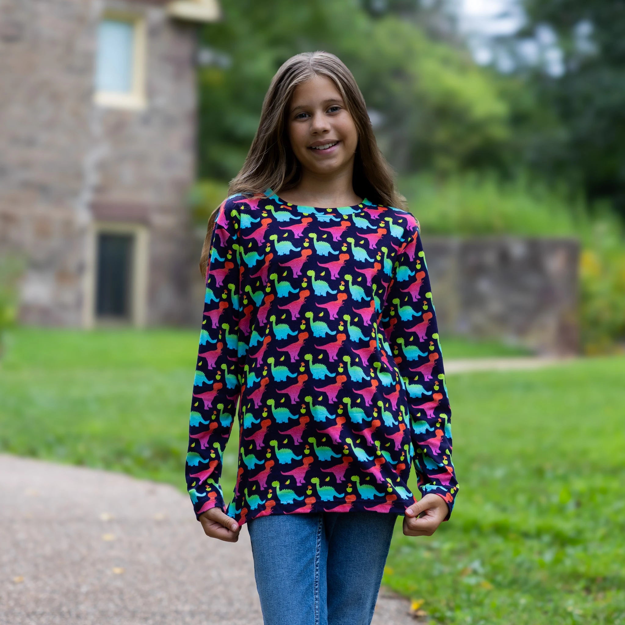 Colorful Dinosaurs Kids Long Sleeve T-Shirt