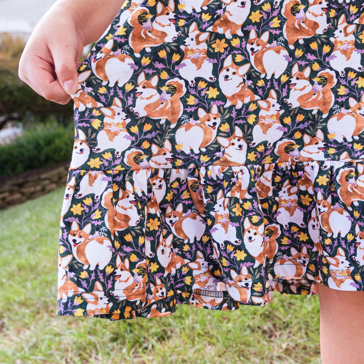 Corgi Steed Kids Dress with Pockets