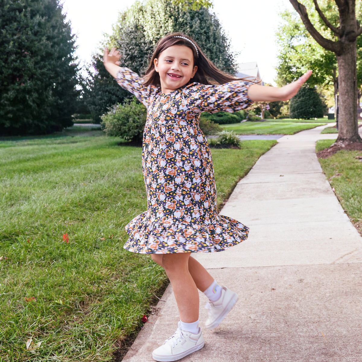 Corgi Steed Kids Dress with Pockets