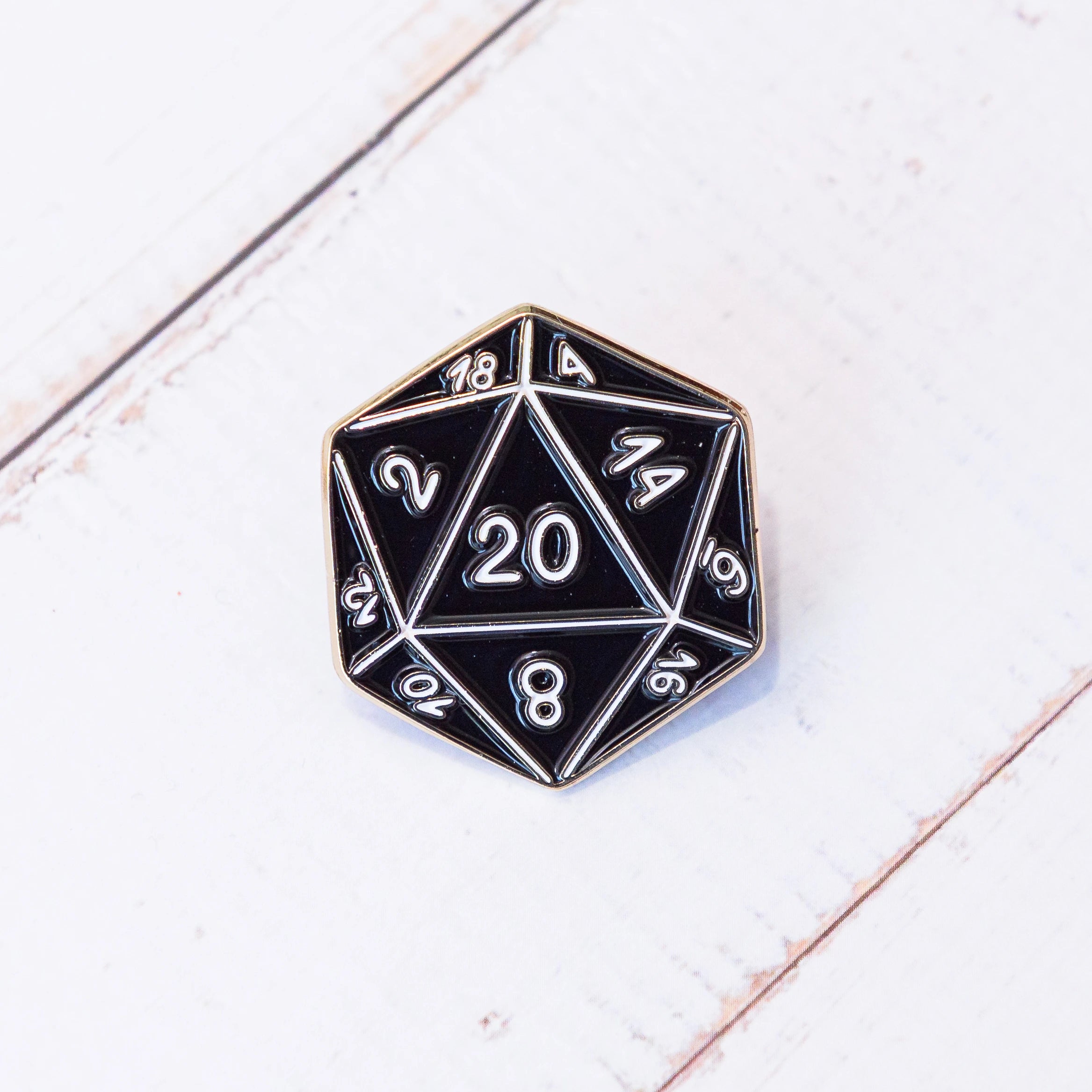 D20 Enamel Pin