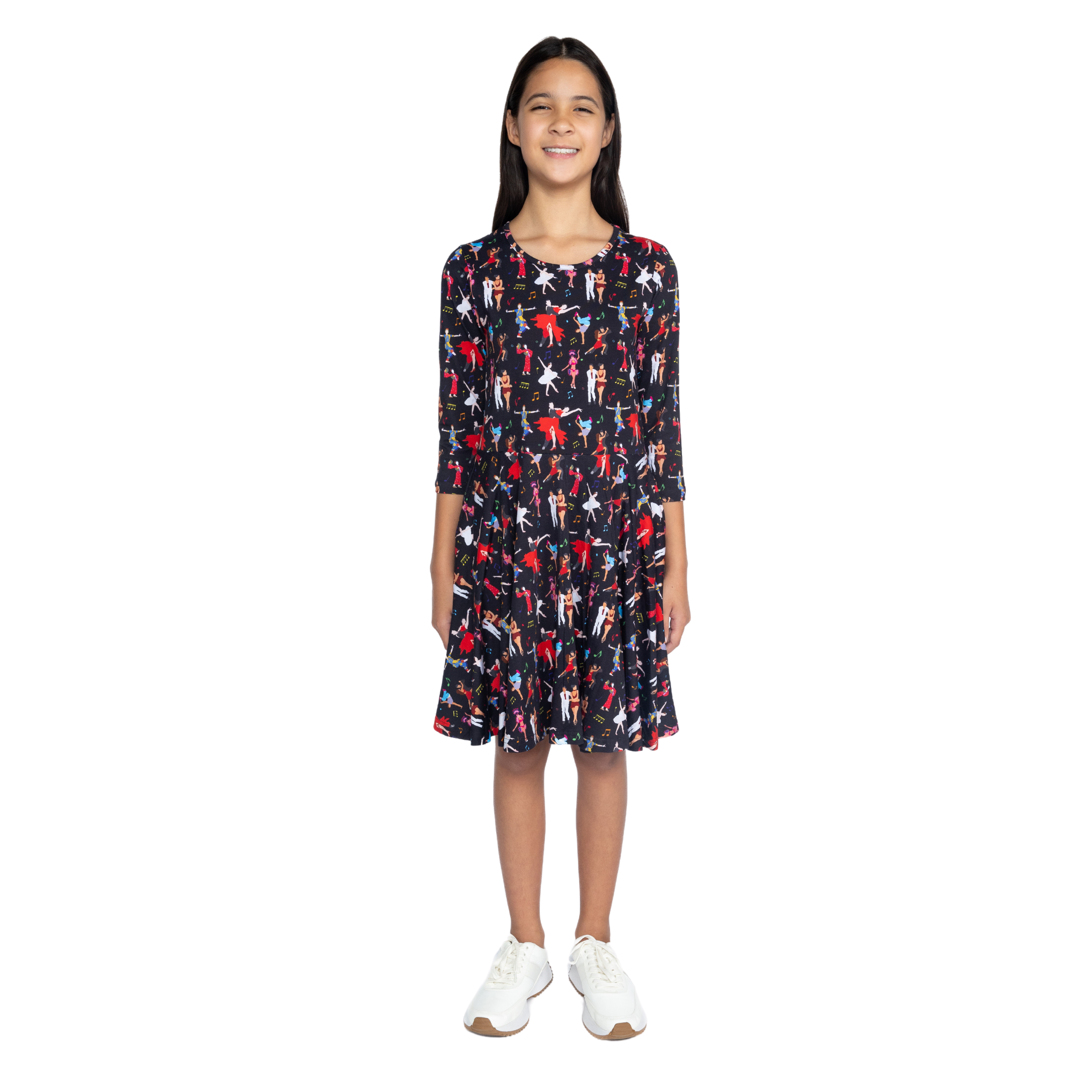 Dancers of the World 3/4th Sleeves Kids Twirl Dress
