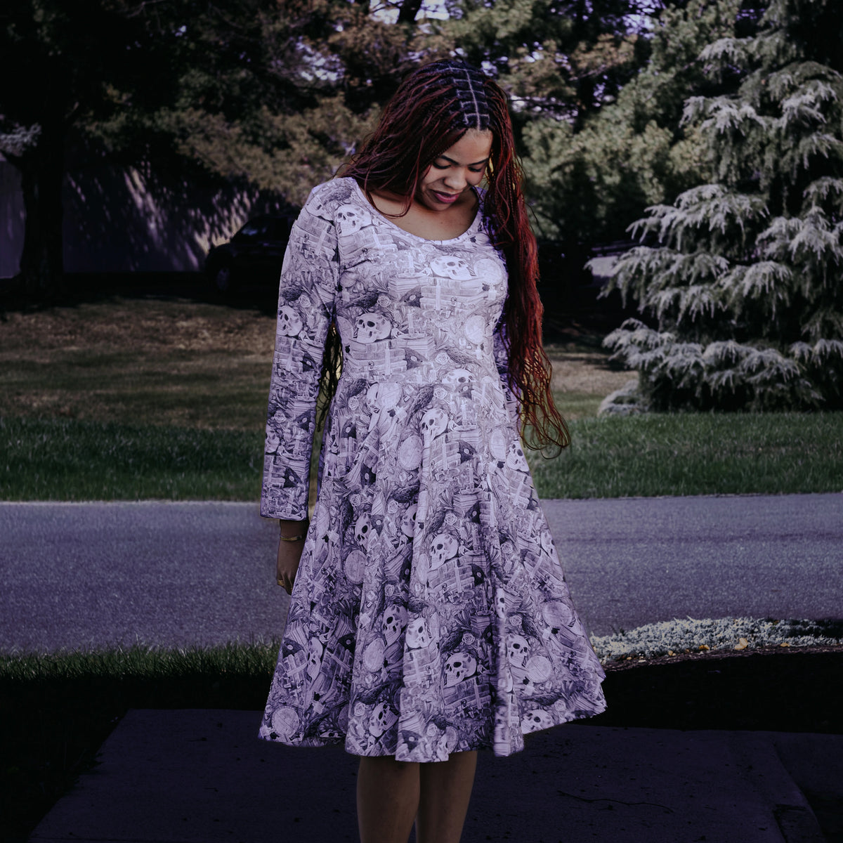 Dark Academia Twirl Dress with Pockets