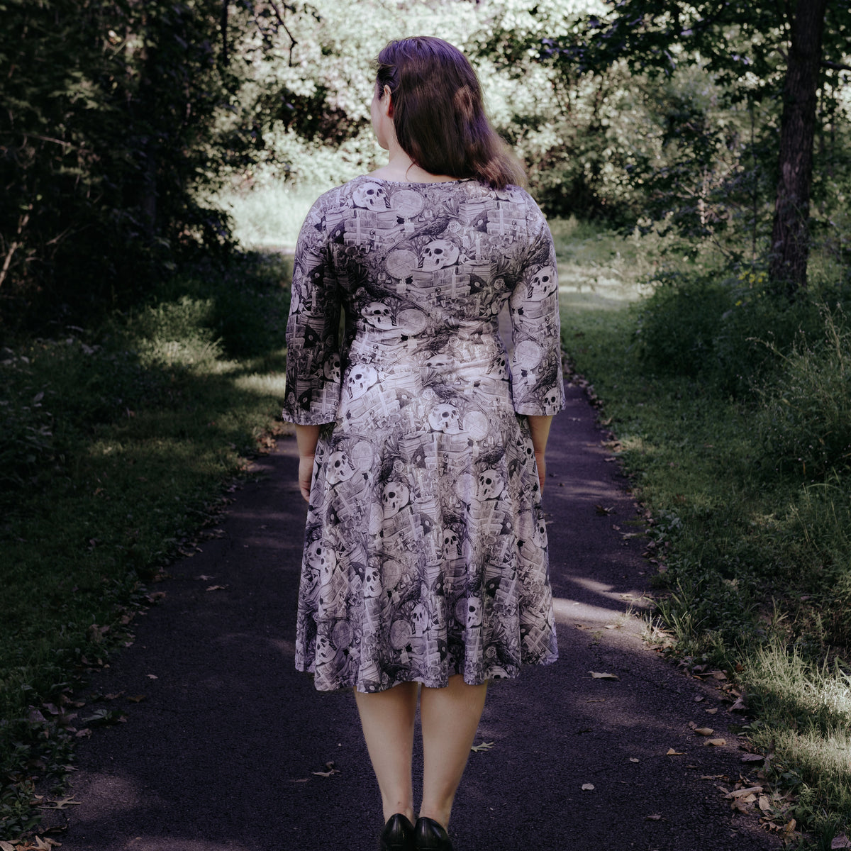 Dark Academia Long Sleeve Twirl Dress with Pockets