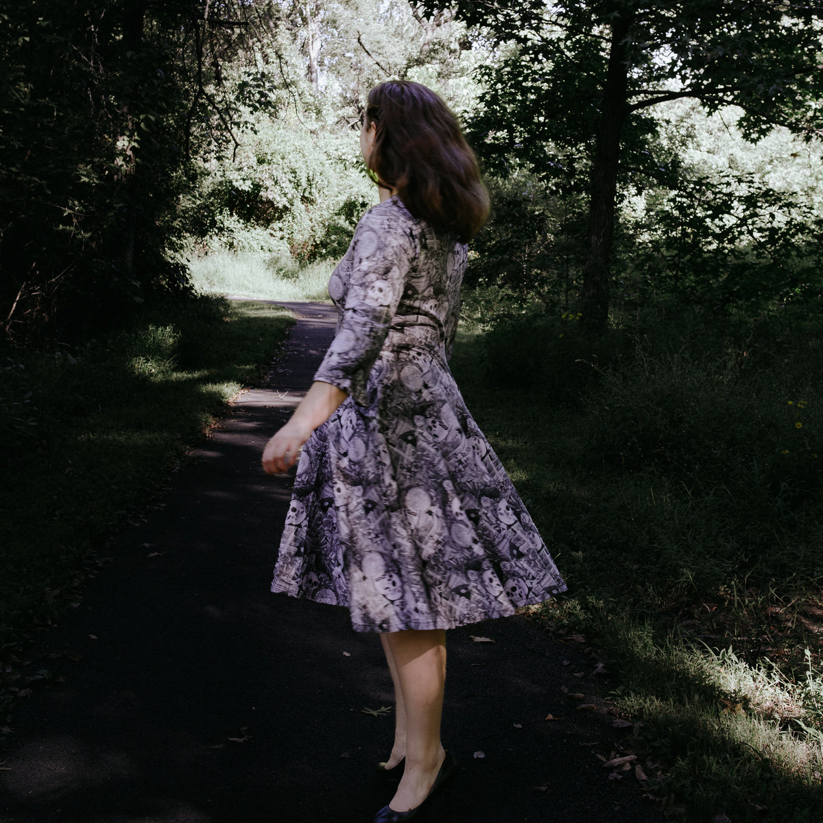 Dark Academia Long Sleeve Twirl Dress with Pockets