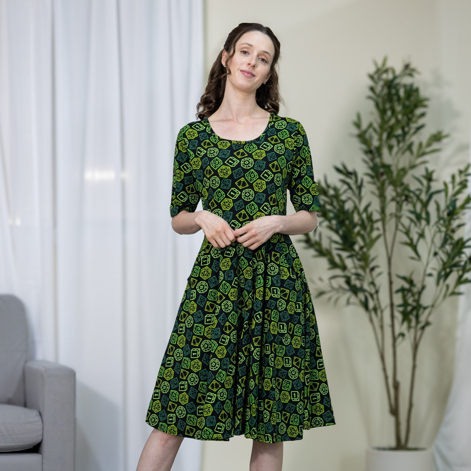Green Dice Twirl Dress