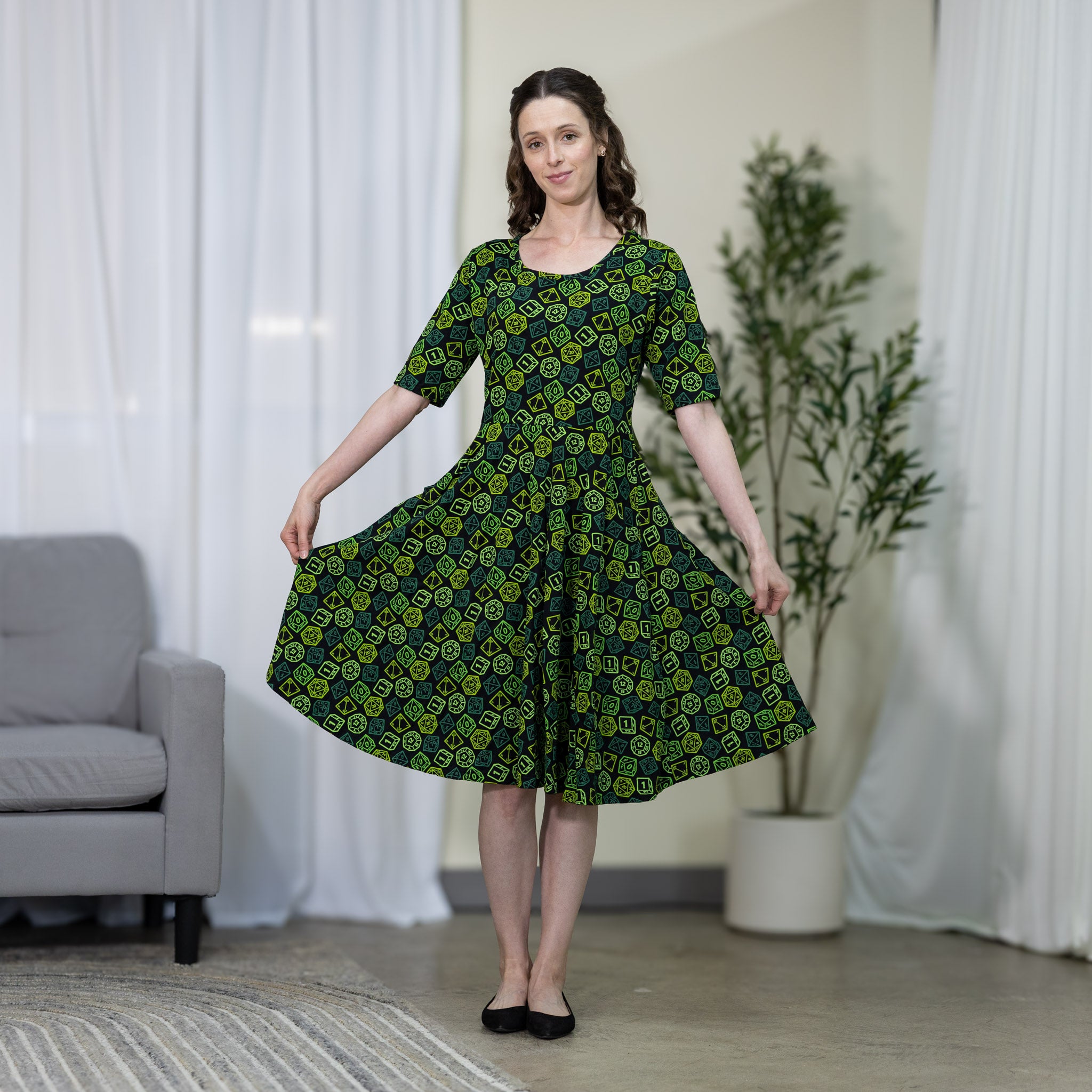 Green Dice Twirl Dress