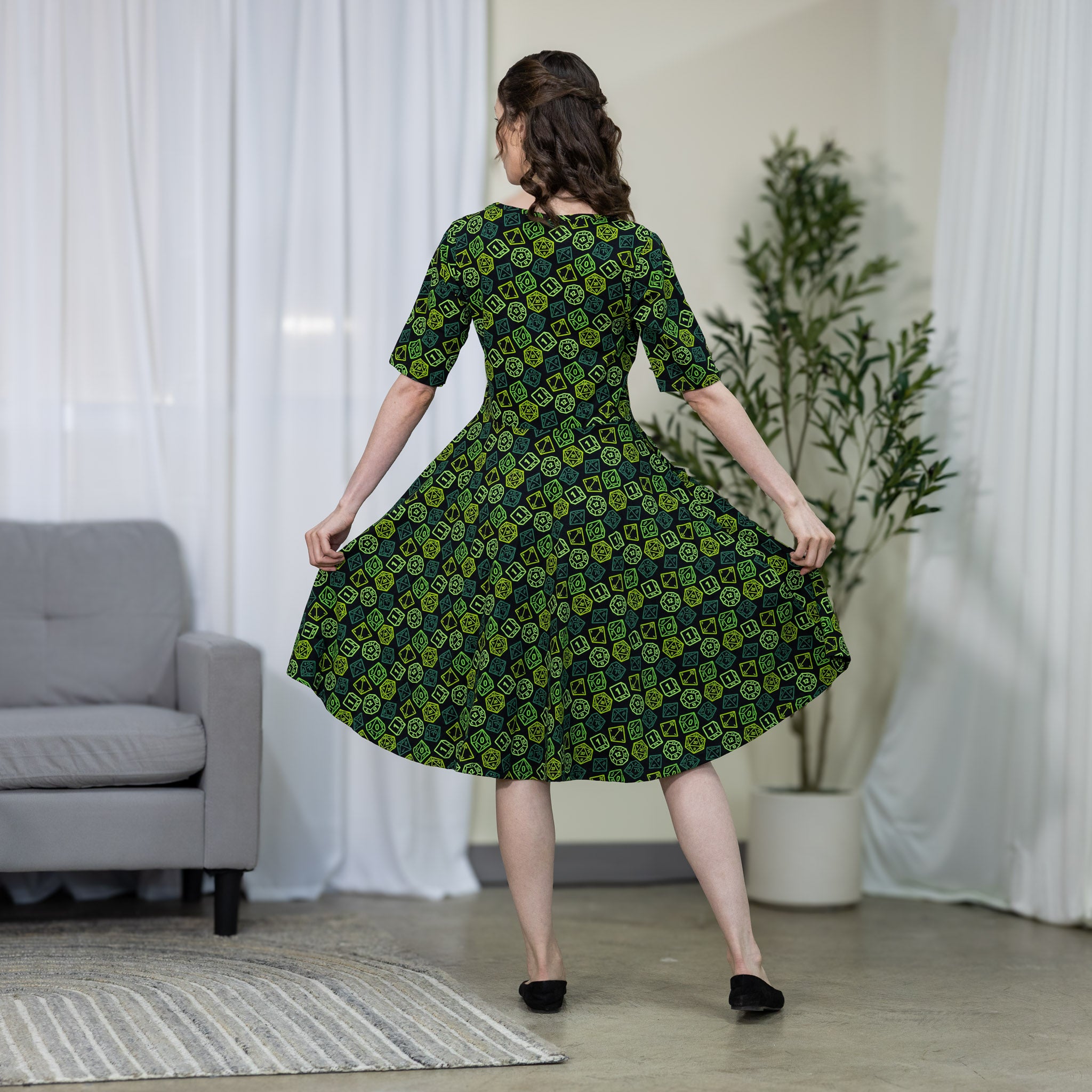 Green Dice Twirl Dress