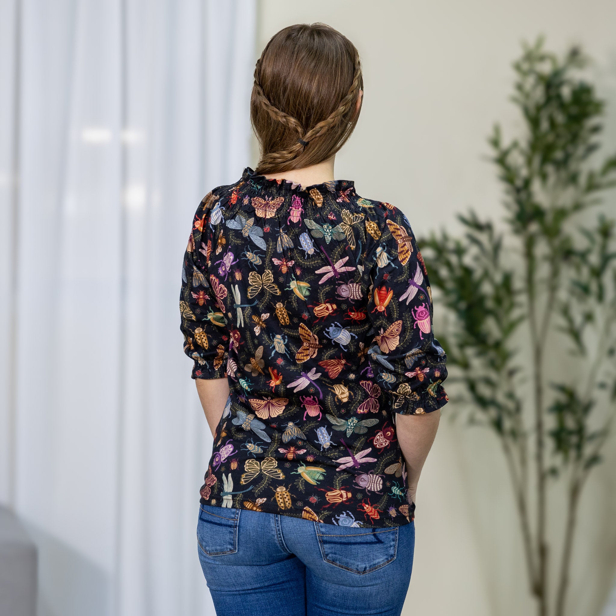 Doodle Bugs 3/4th Sleeves Smocked Top