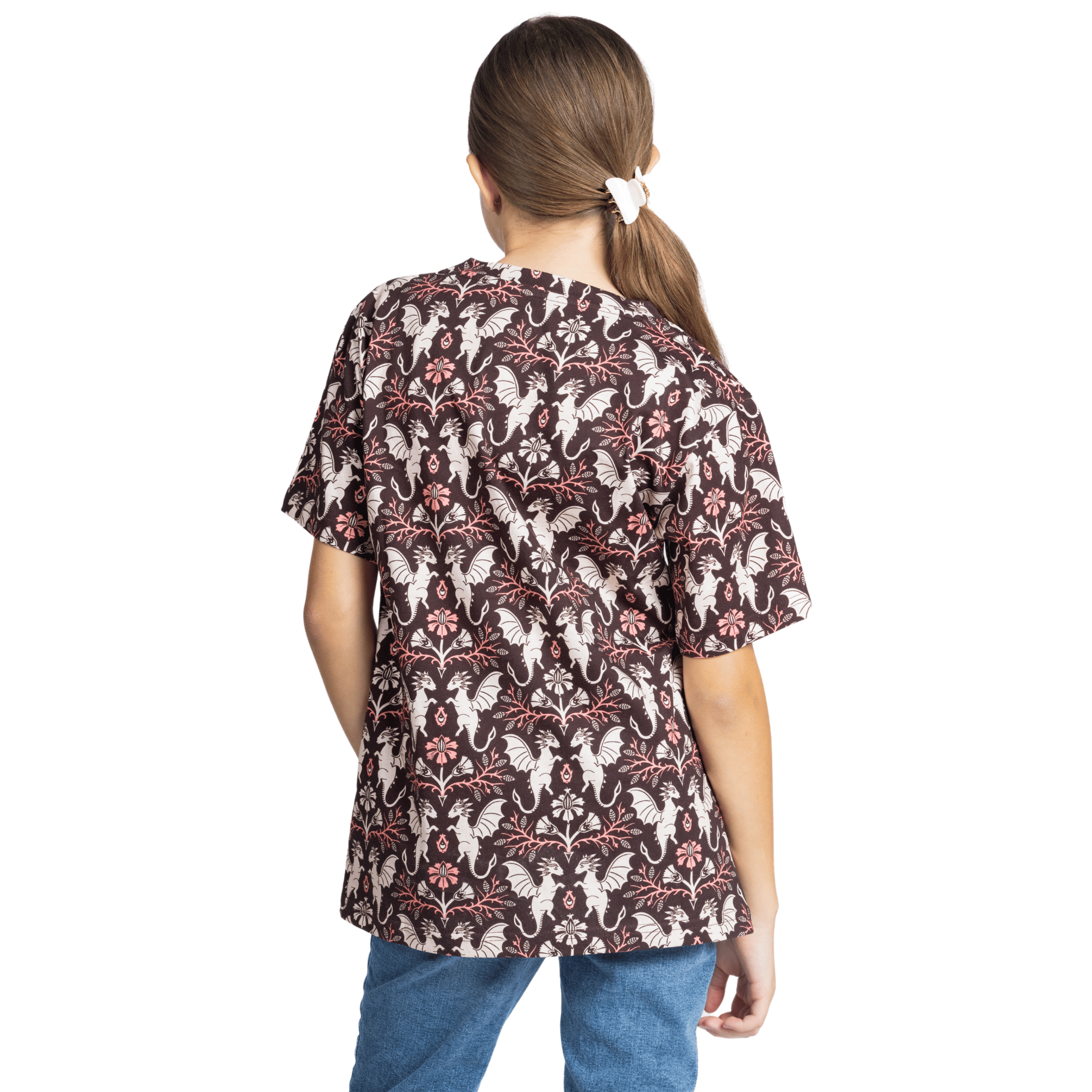 Dragons Damask Ruby Kids T-Shirt