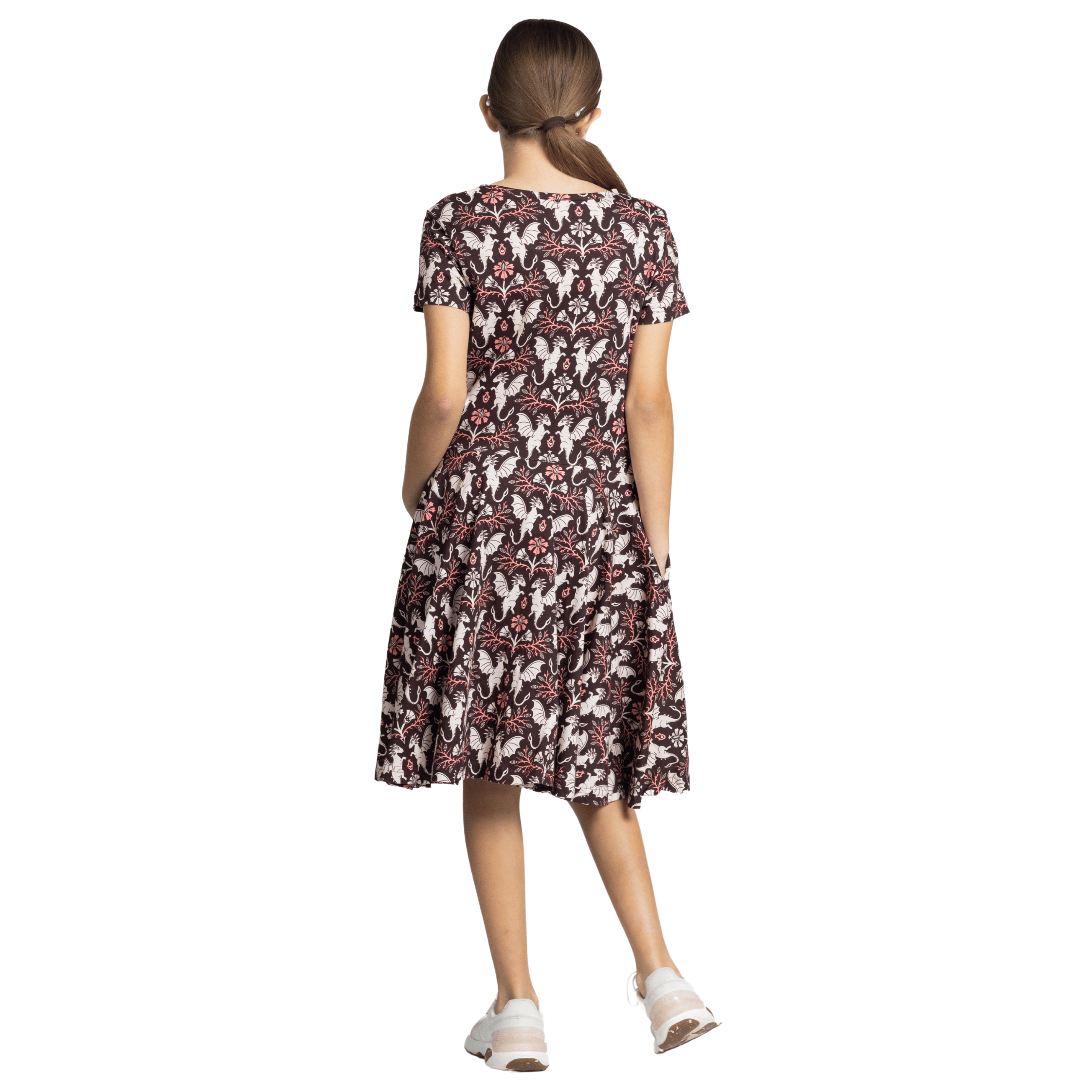 Dragons Damask Ruby Kids Twirl Dress