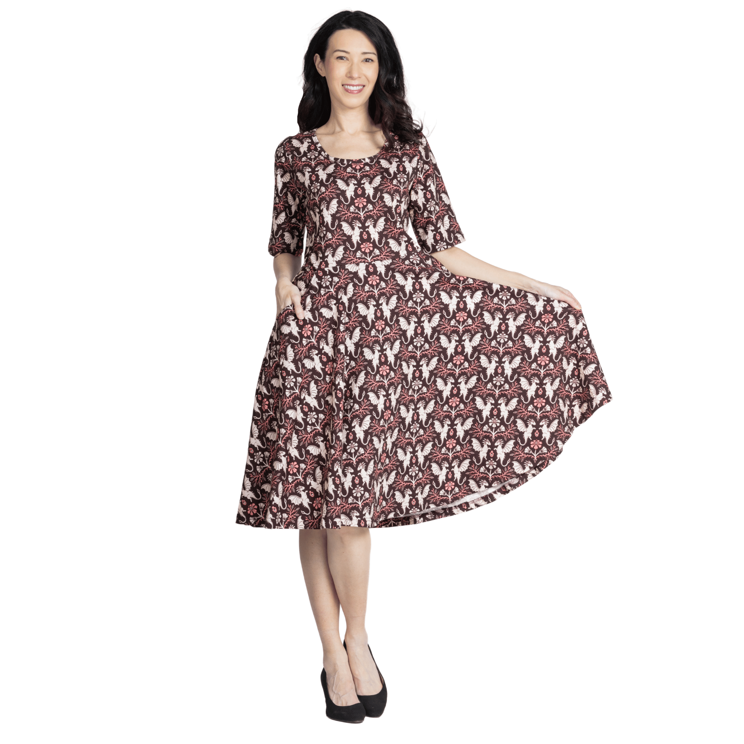 Dragons Damask Ruby Twirl Dress