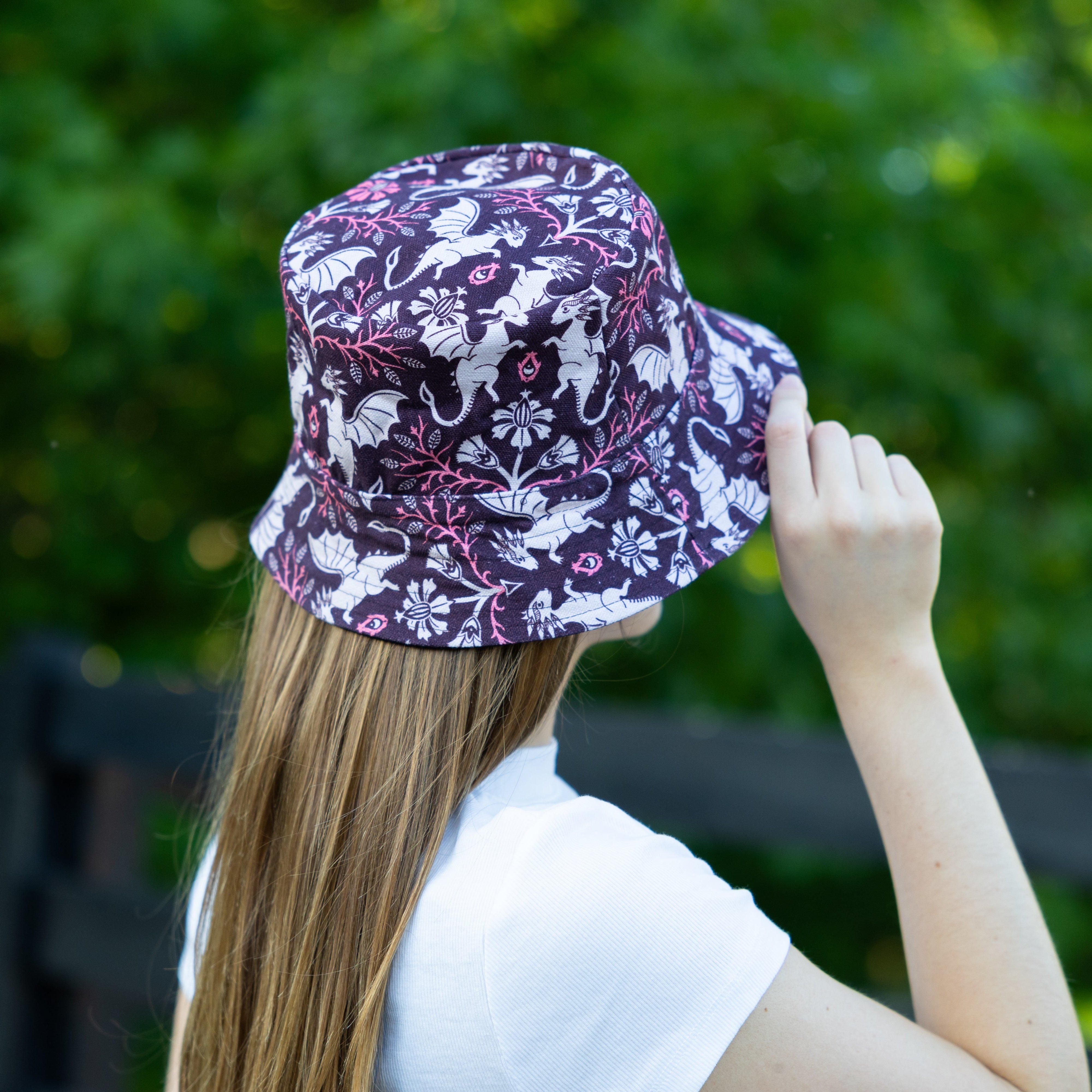 Dragons Damask Ruby Reversible Bucket Hat