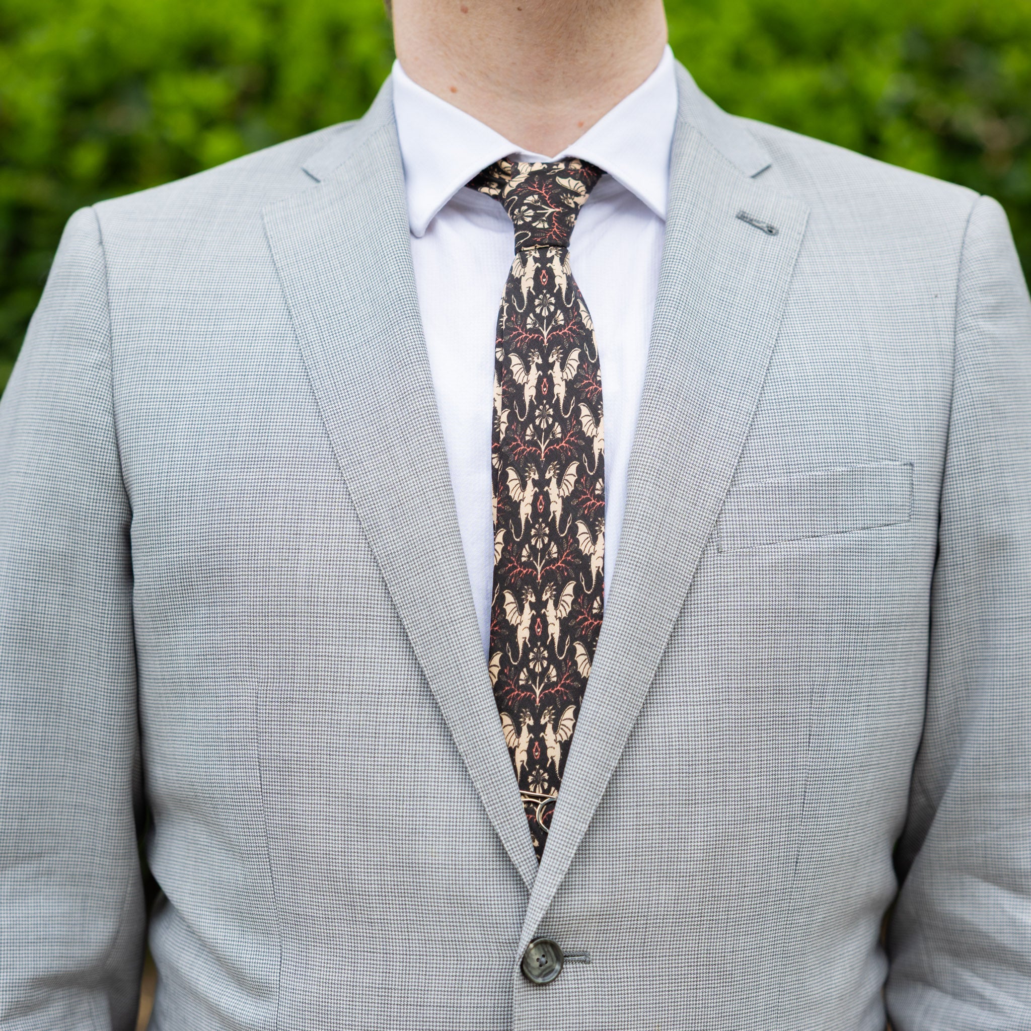 Dragons Damask Ruby Tie