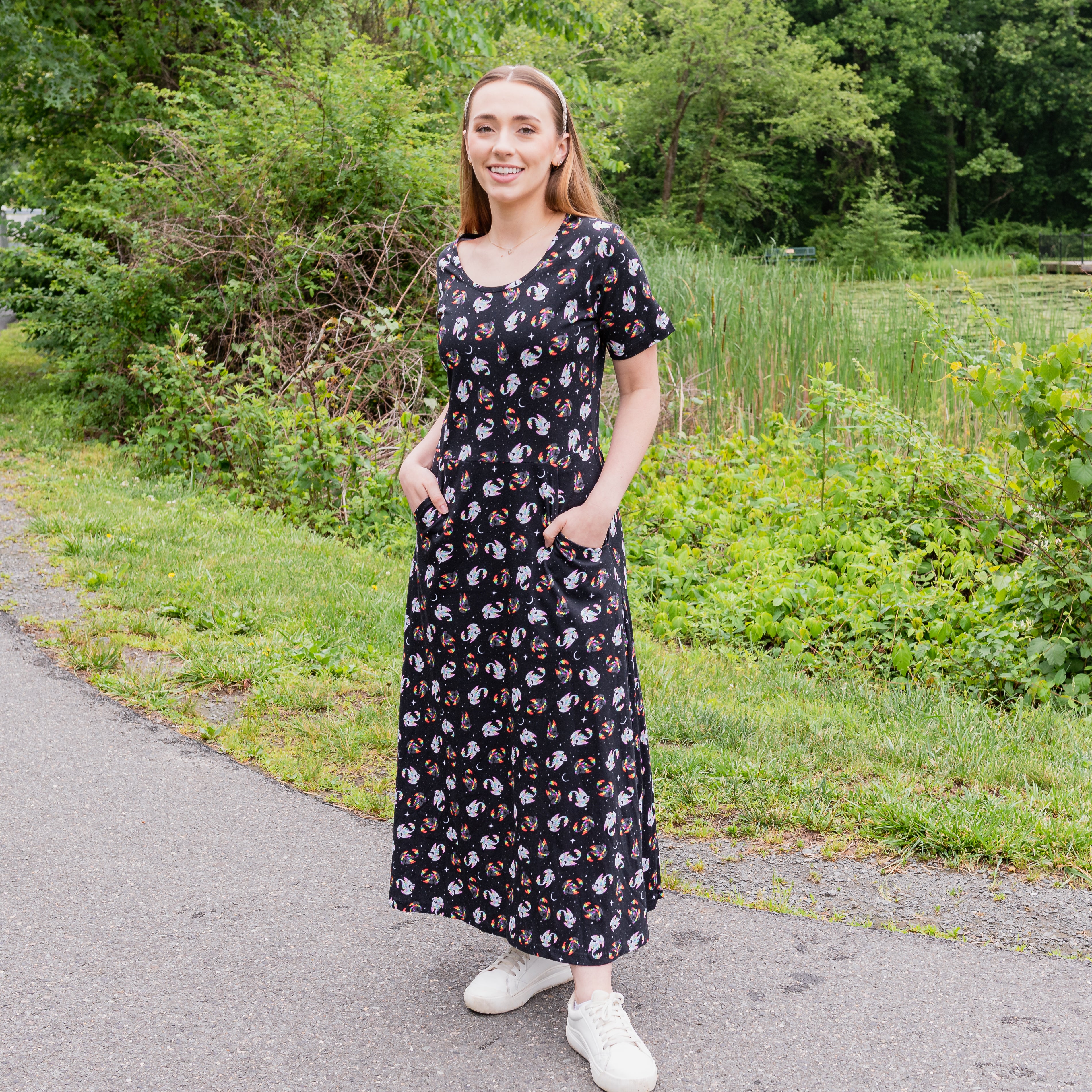 Dragons Zen & Harmony Midi Dress with Pockets