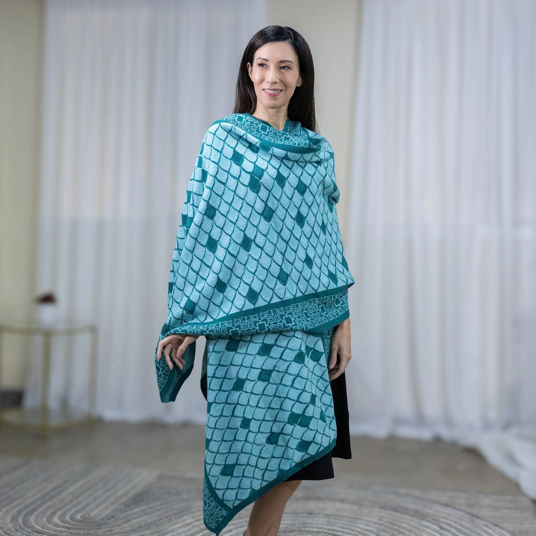 Teal Dragon Scales Shawl