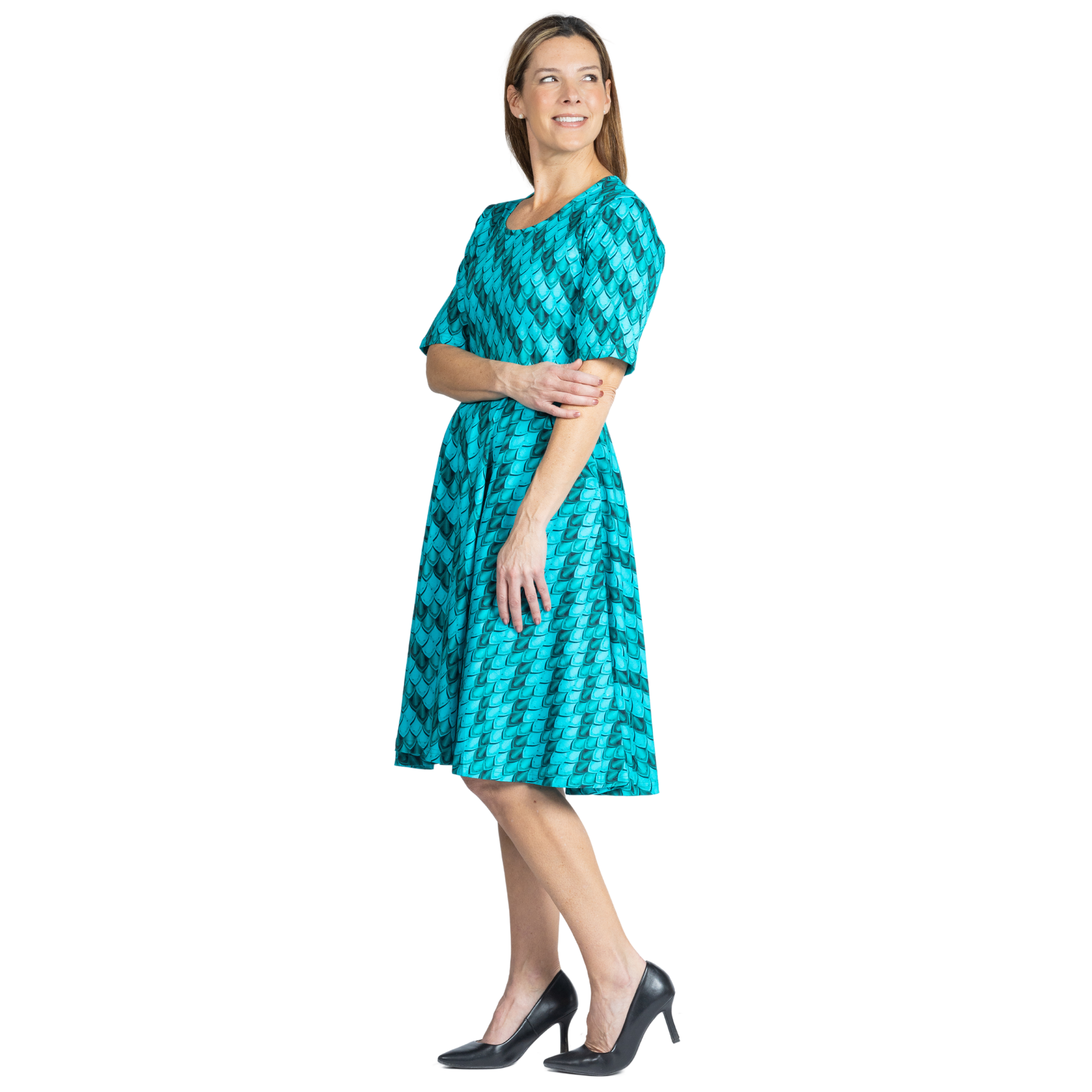 Teal Dragon Scales Twirl Dress