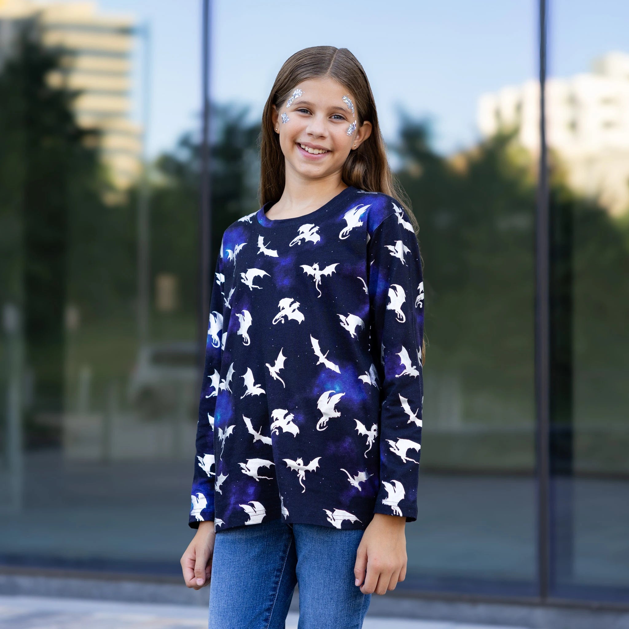 Dragons in Space Long Sleeve Kids T-Shirt