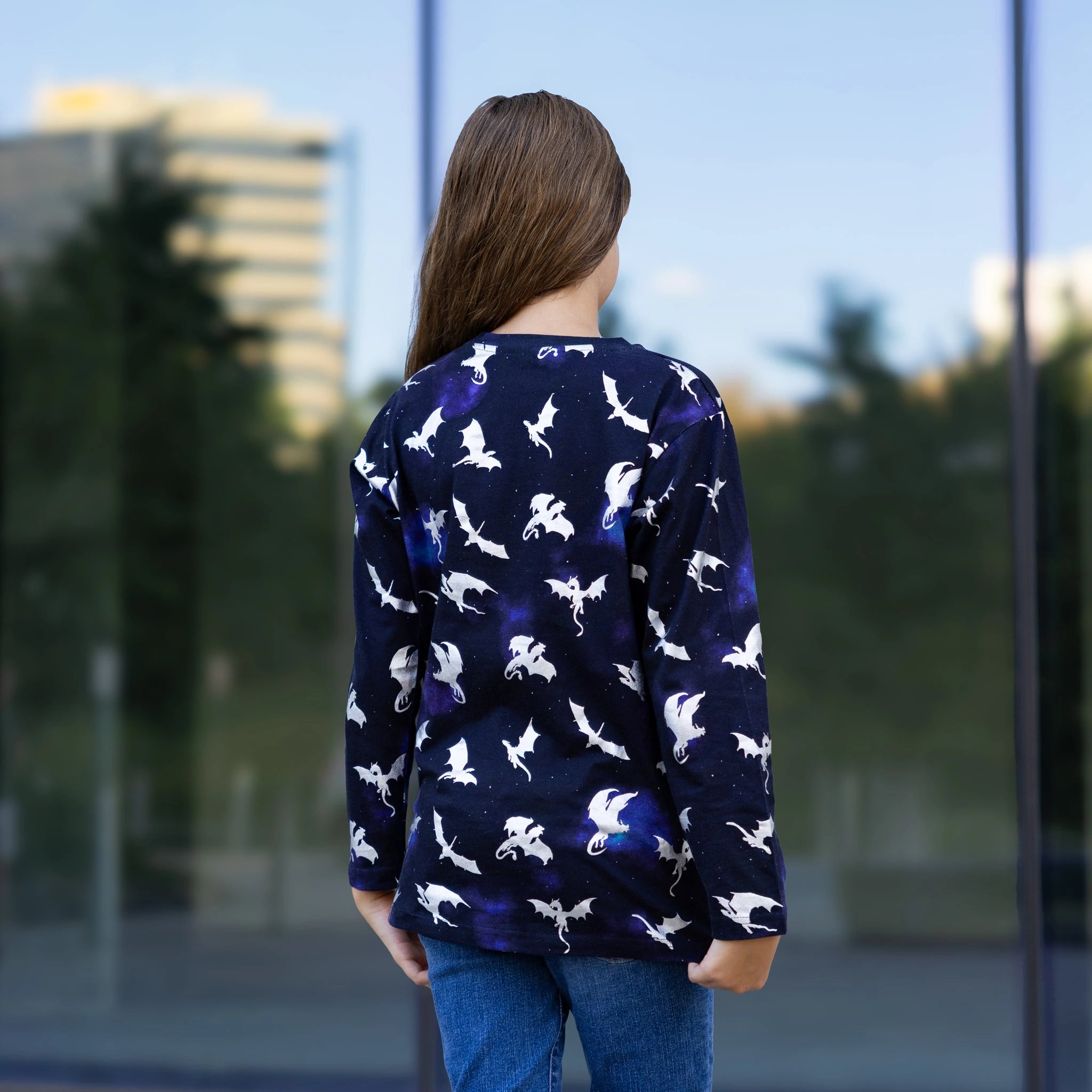 Dragons in Space Long Sleeve Kids T-Shirt