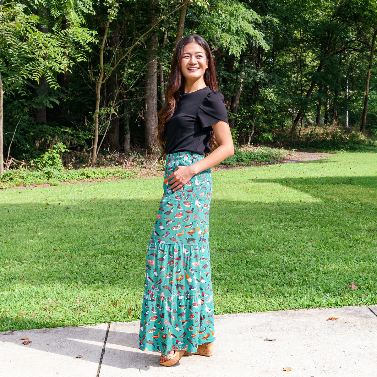 Ducks Ruffle Palazzo Pants with Pockets