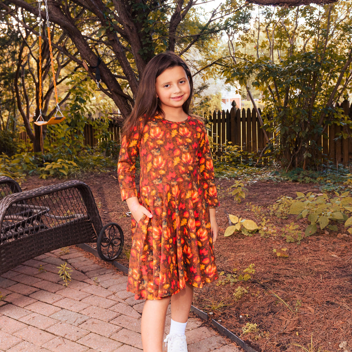 Falling For You Kids Twirl Dress with Pockets