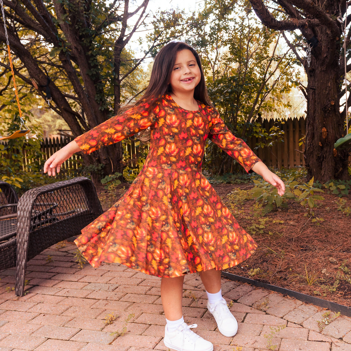 Falling For You Kids Twirl Dress with Pockets
