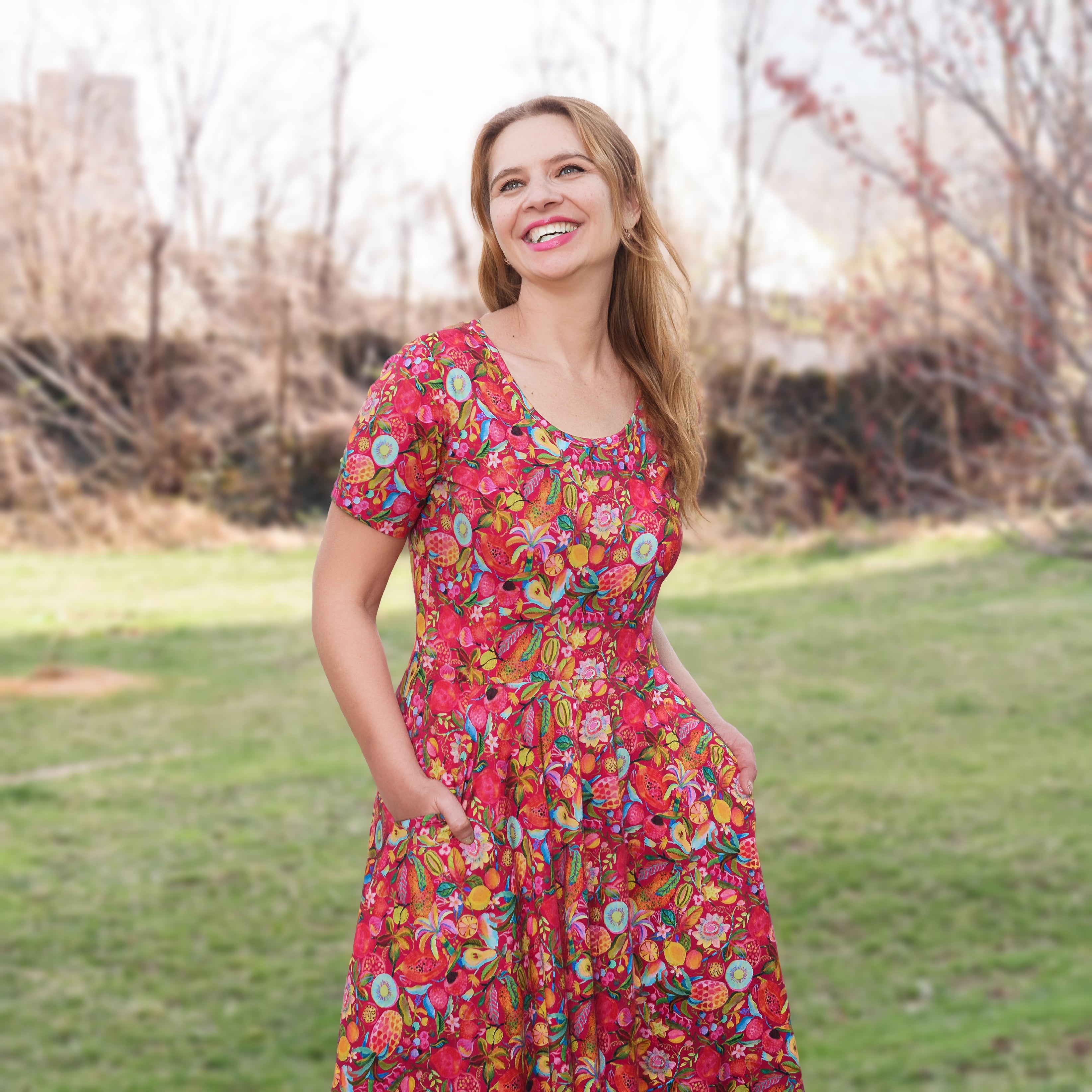 Fancy Fruits Twirl Dress with Pockets