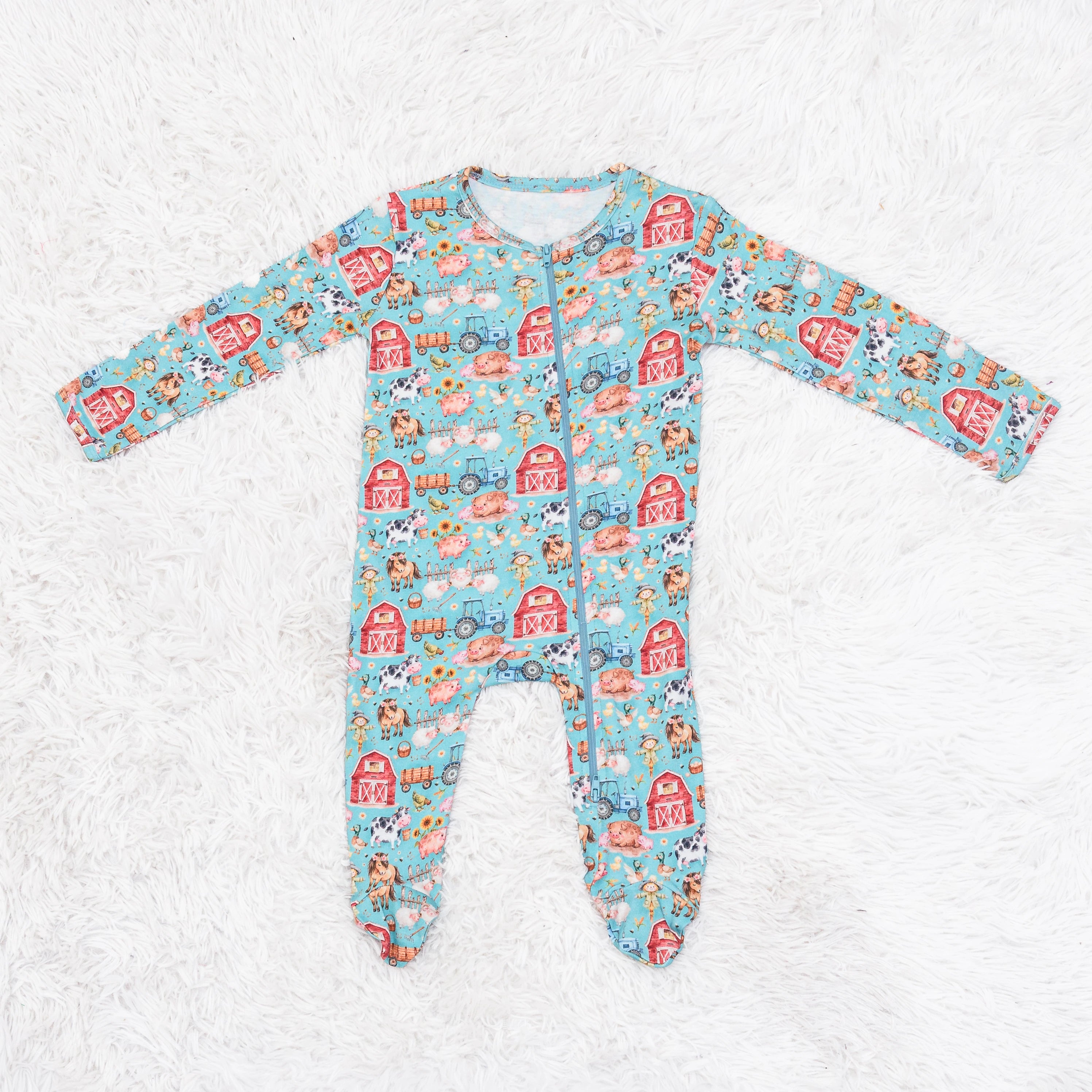 Farm Animals Long Baby Bodysuit