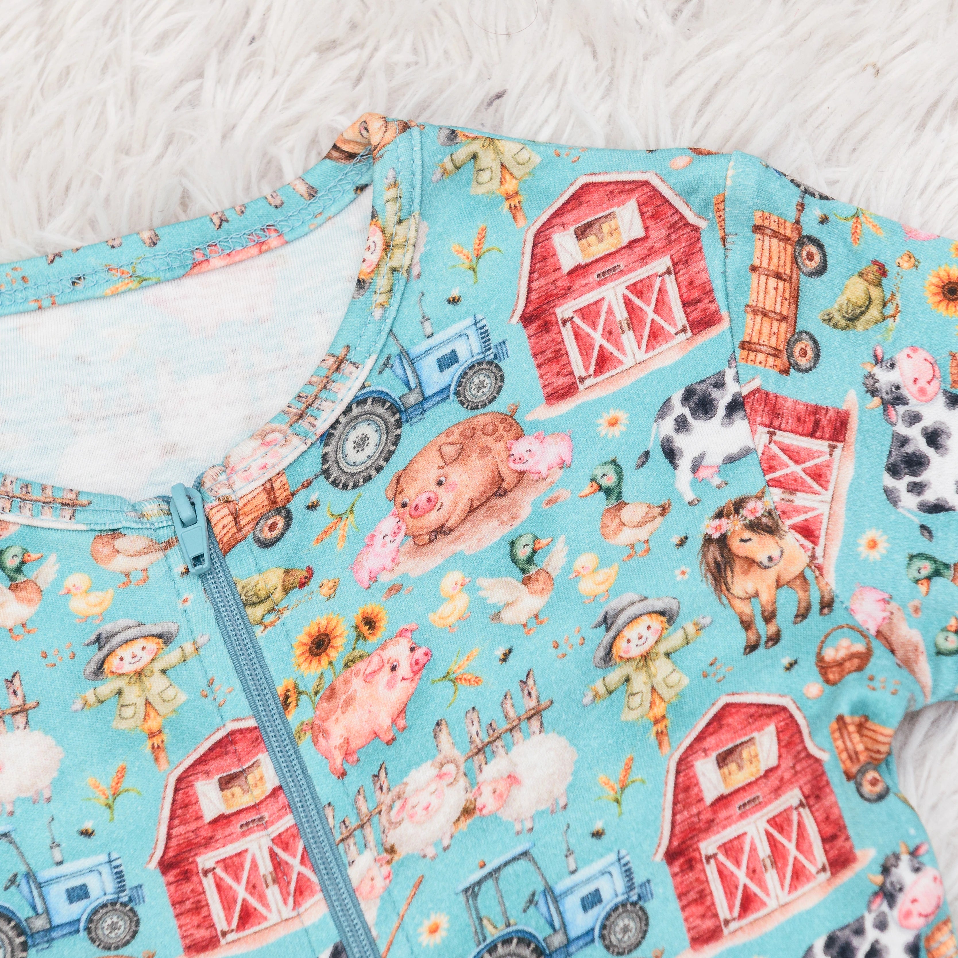 Farm Animals Long Baby Bodysuit