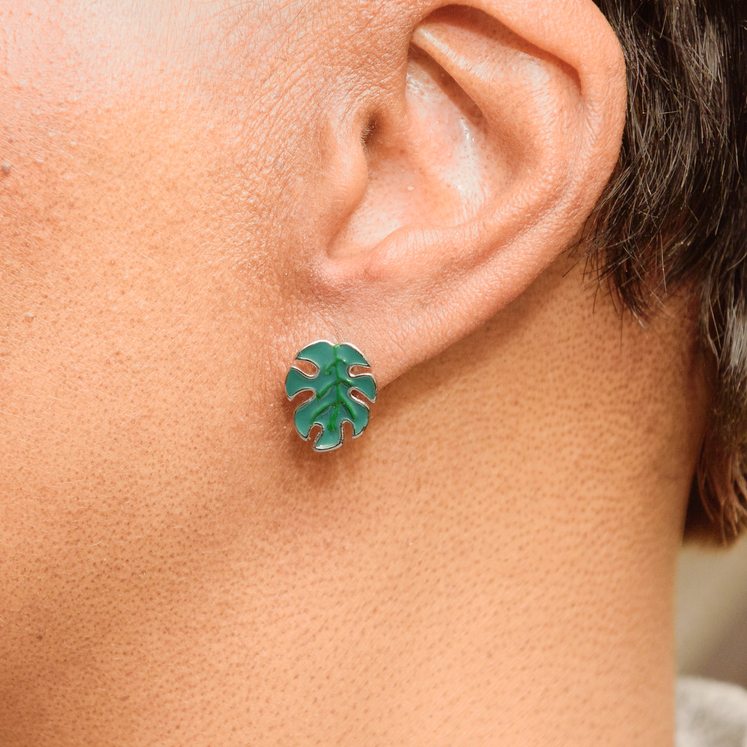 Flamingo and Leaf Stainless Steel Earrings