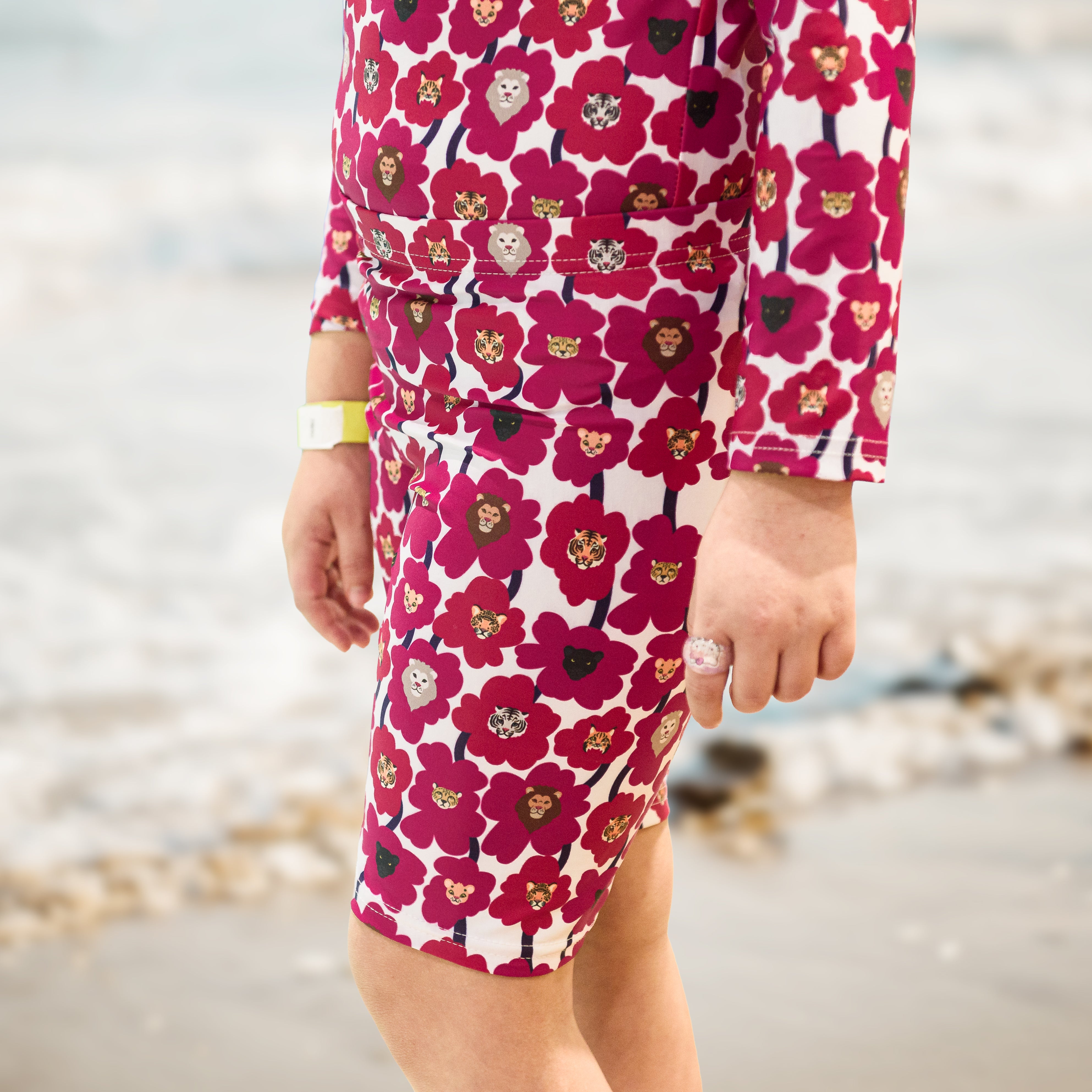 Floral Cat Family Kids Swim Shorts