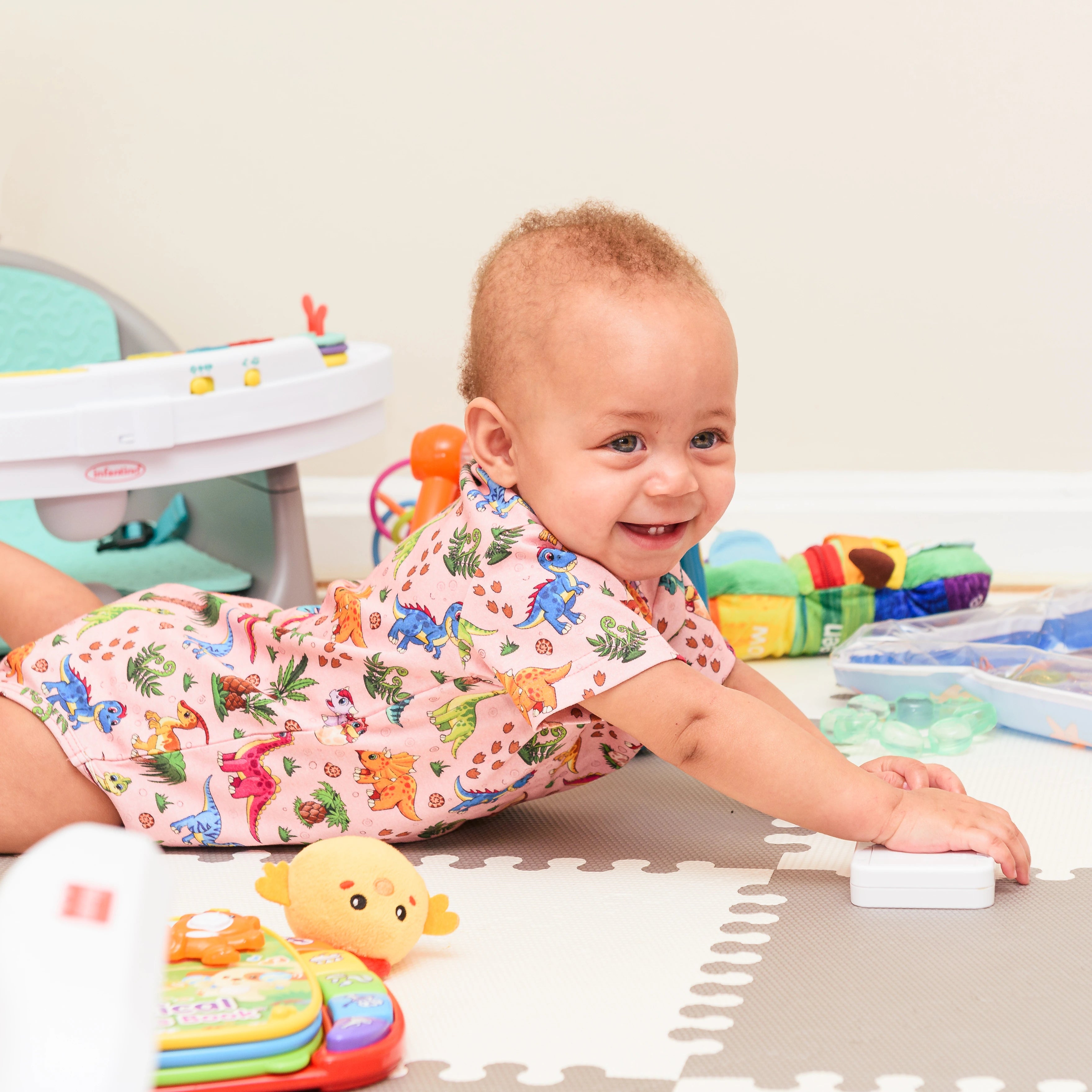 Floral Dinosaurs Baby Bodysuit