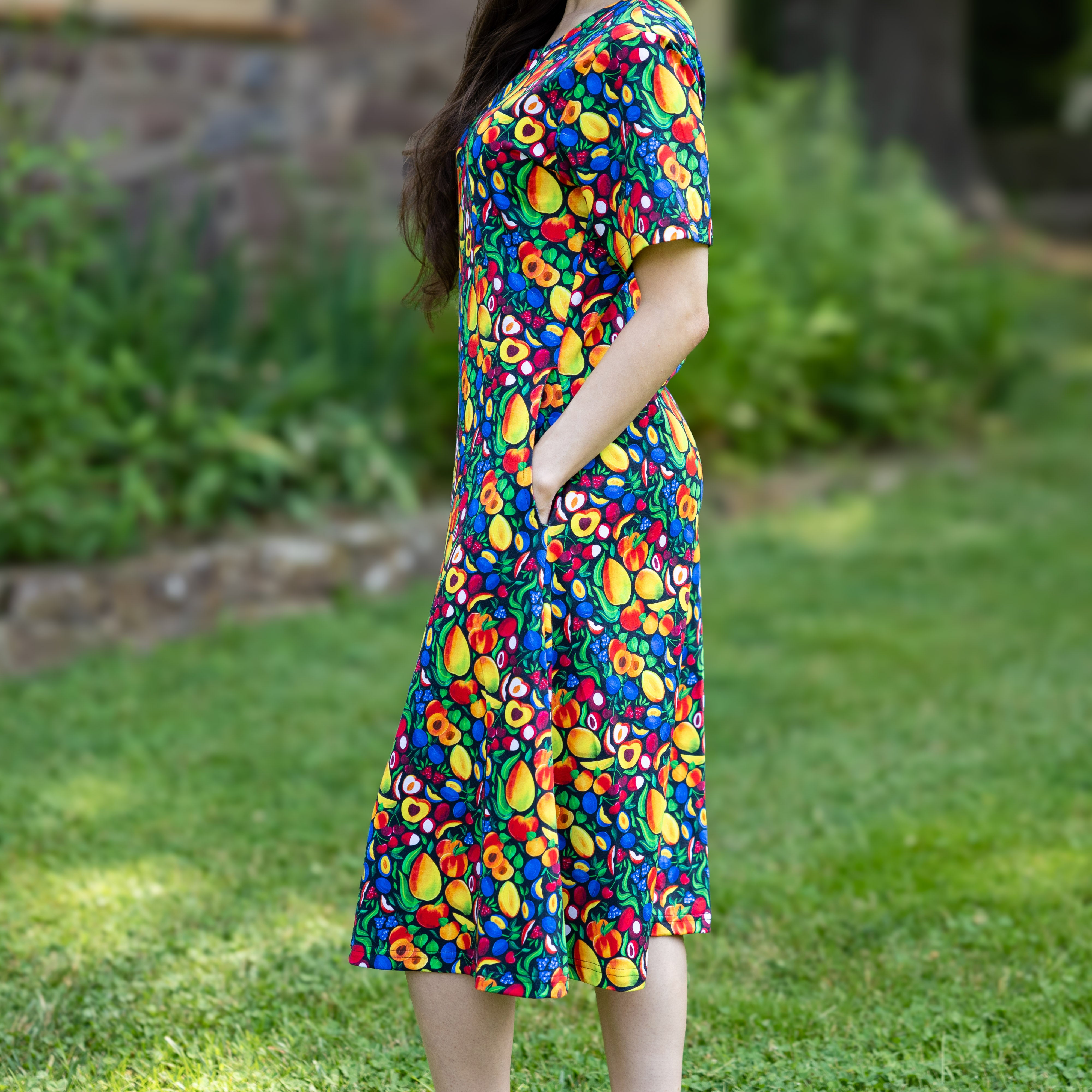 Rainbow Harvest A-Line Dress (No Waist Seam)