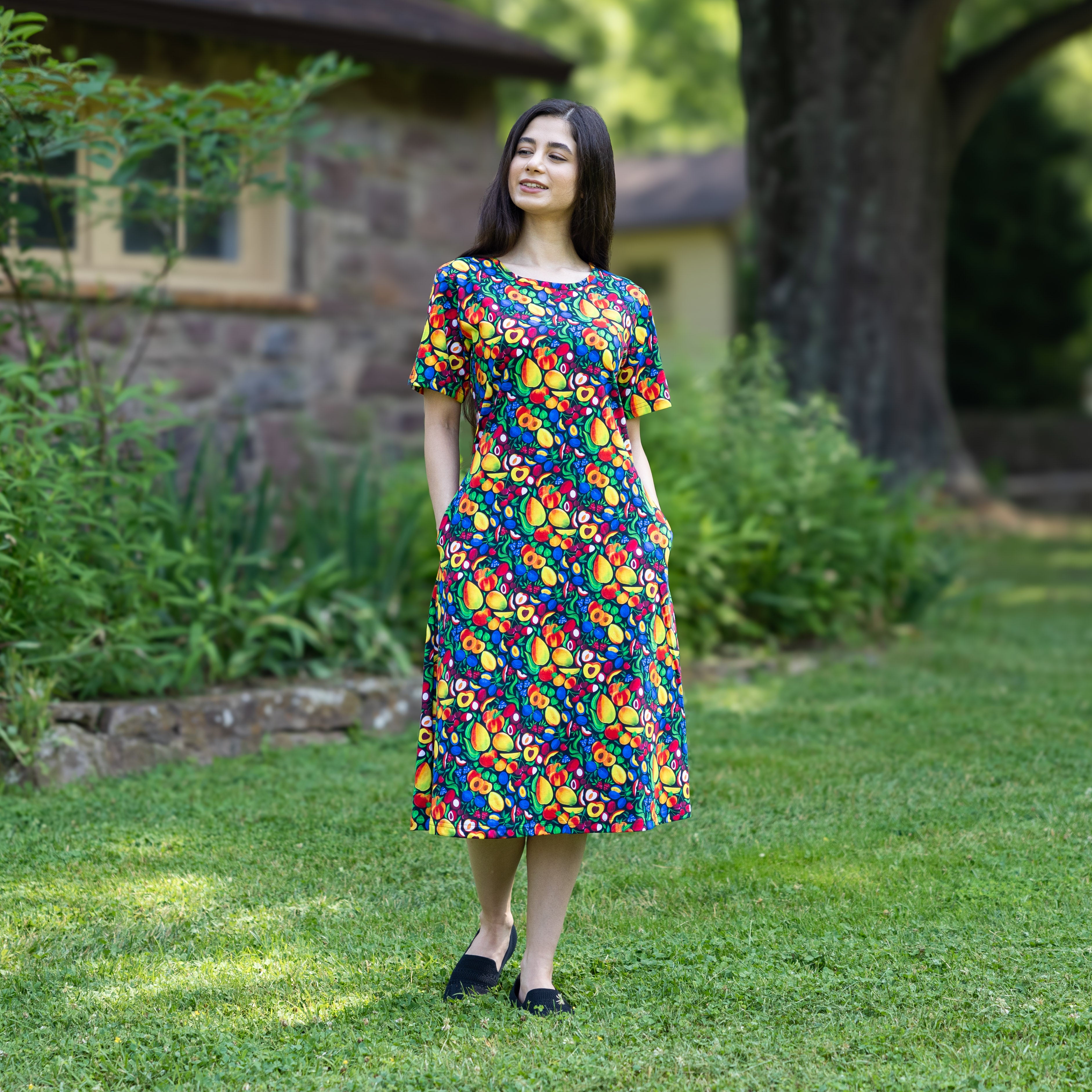 Rainbow Harvest A-Line Dress (No Waist Seam)