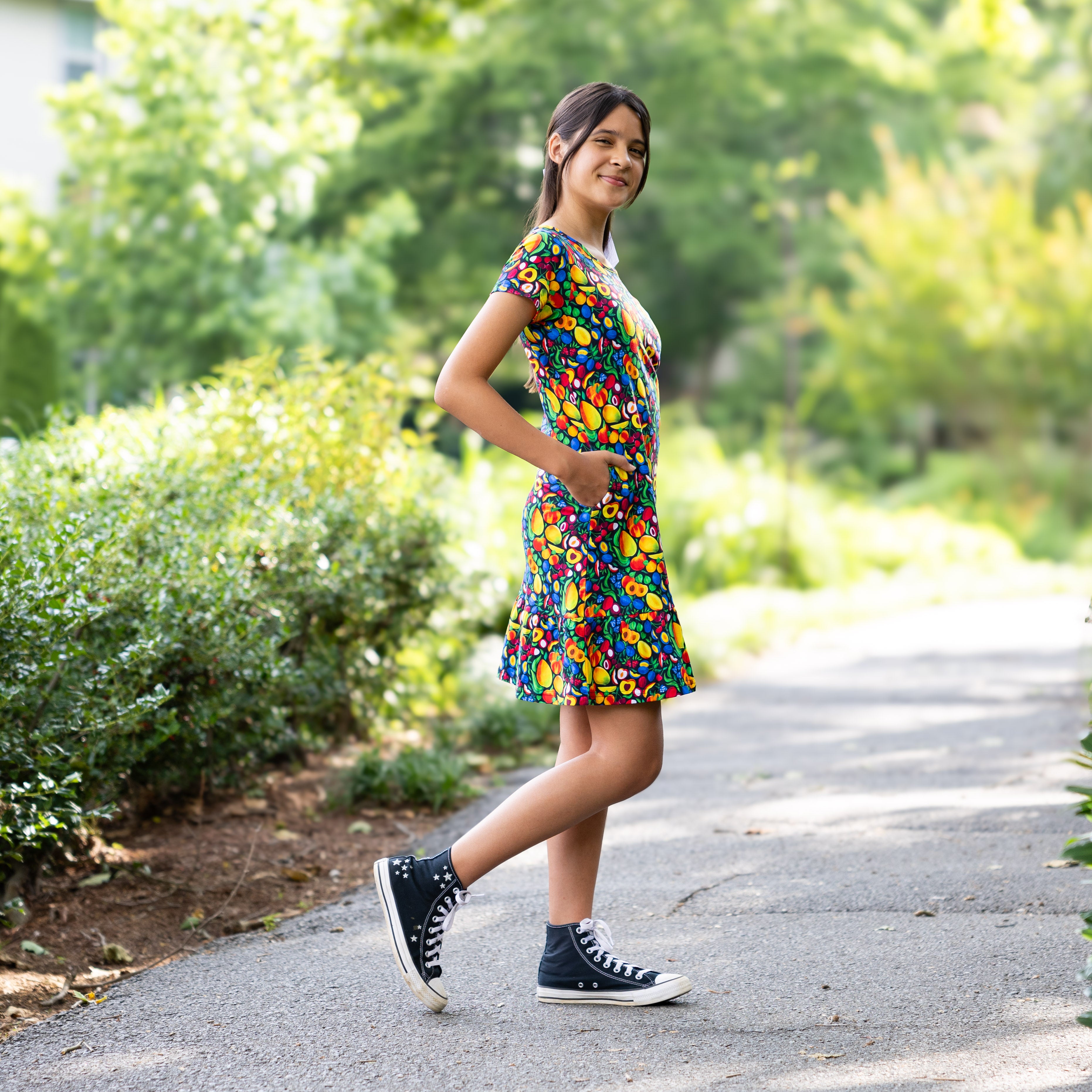 Rainbow Harvest Kids A-Line Dress with Frill