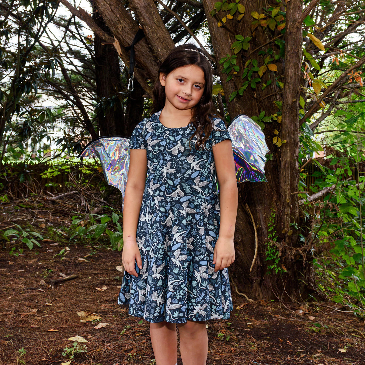 Garden of Dragons Kids Twirl Dress with Pockets