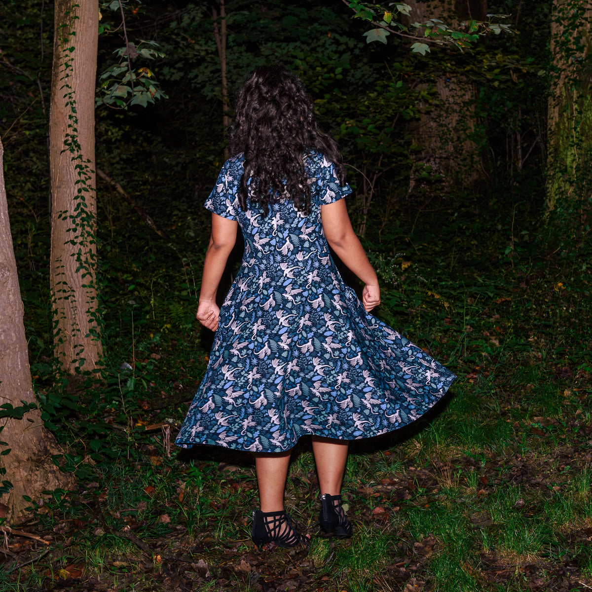 Garden of Dragons Petite Twirl Dress with Pockets