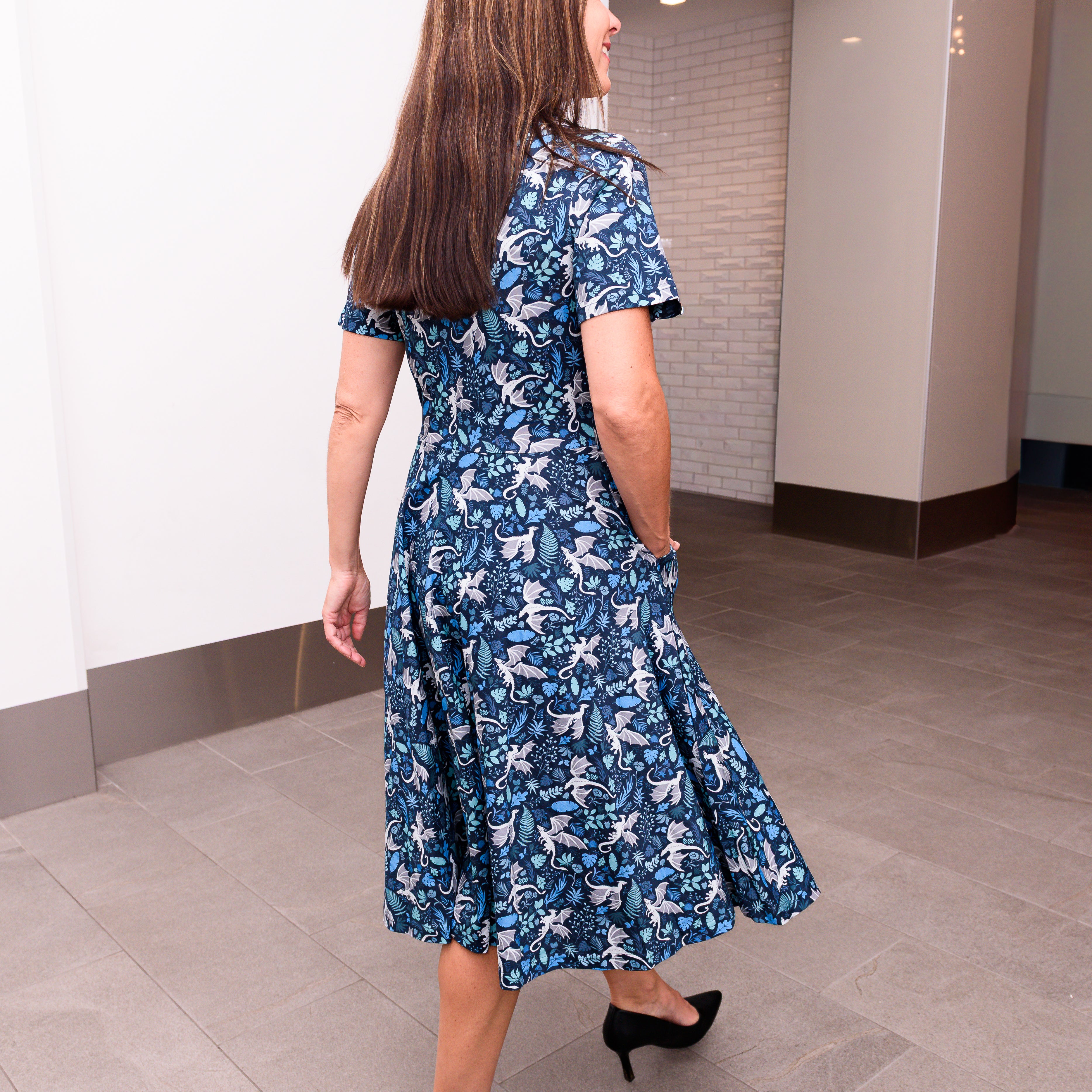 Garden of Dragons Twirl Dress with Pockets