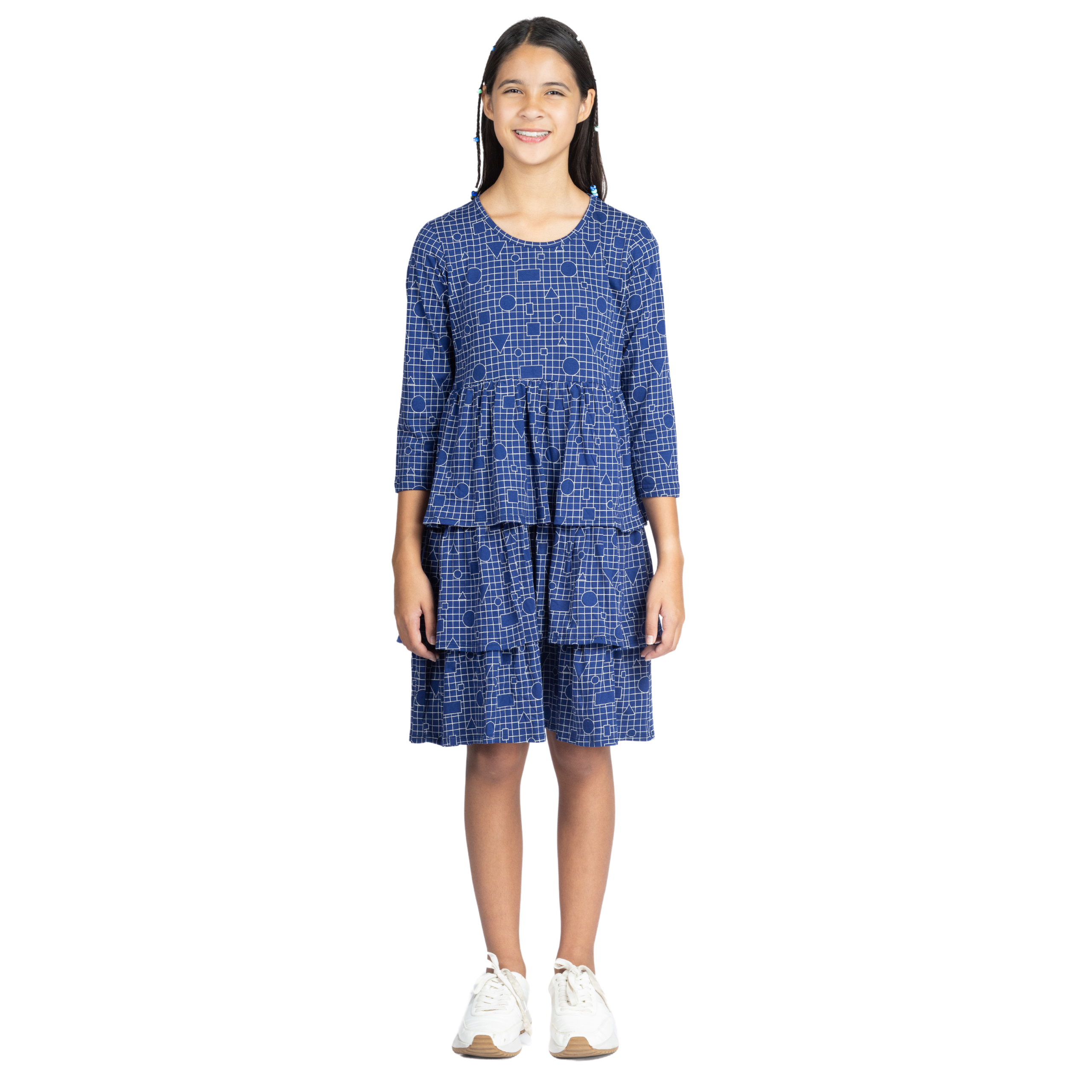 Geometric Shapes Kids Layered Dress