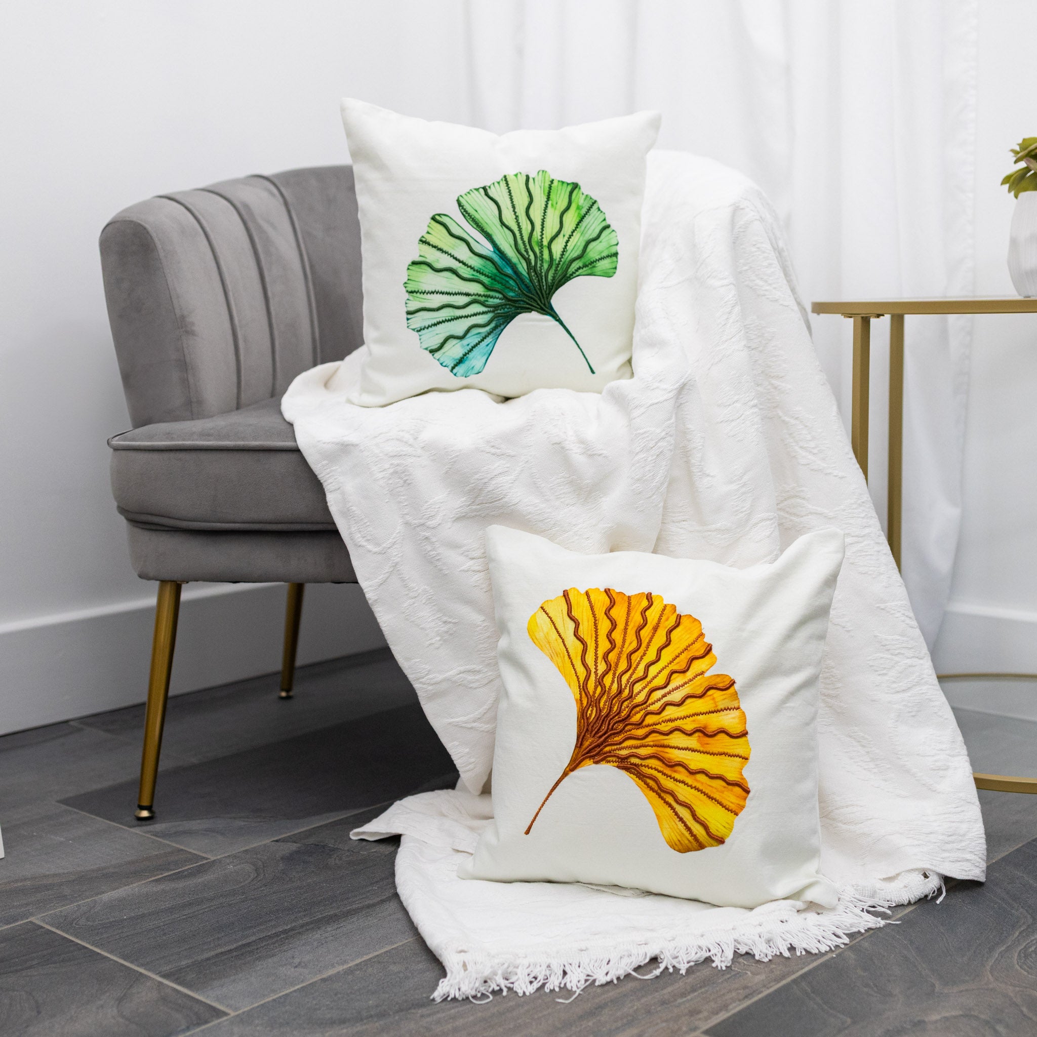 Ginkgo Leaves Cushion Covers Set