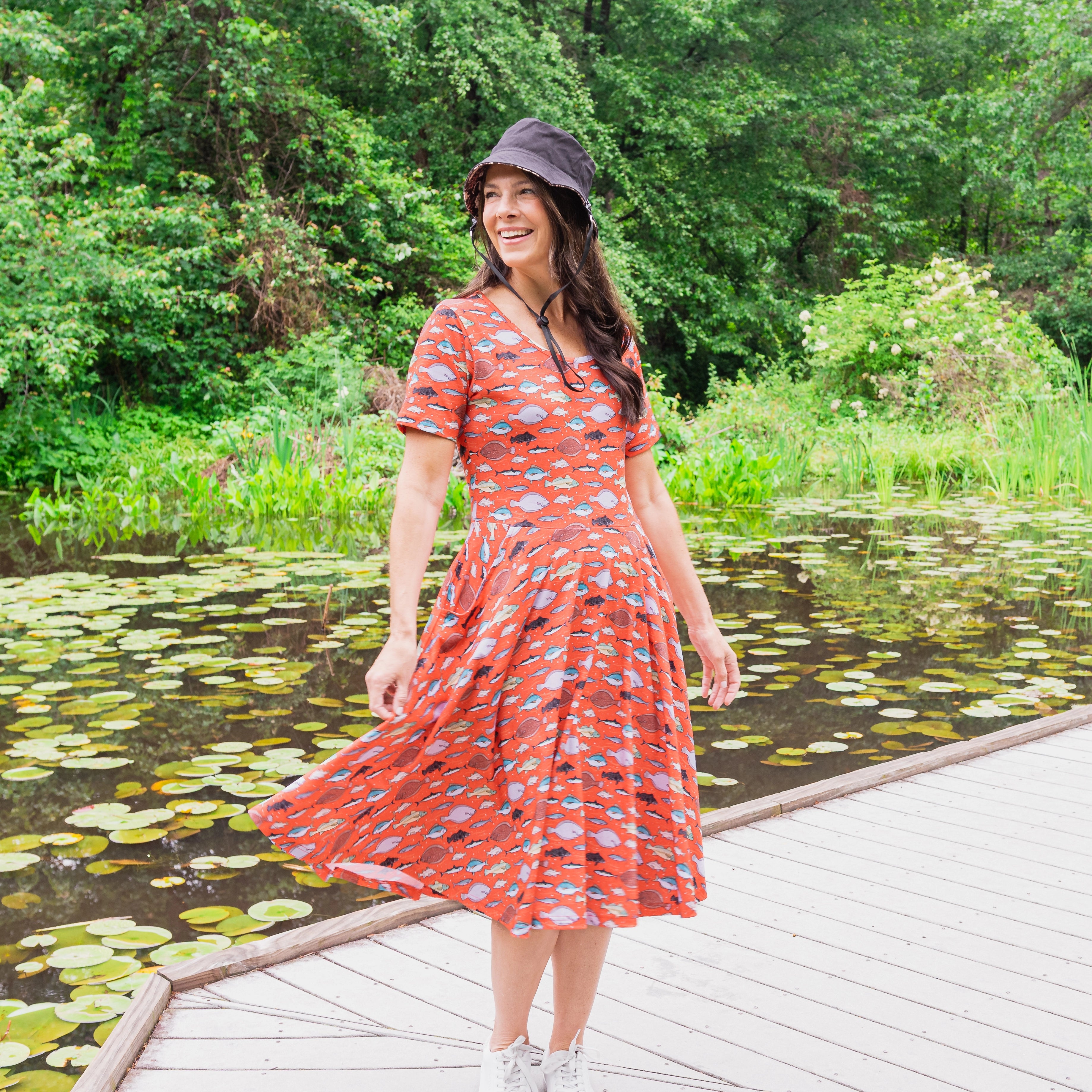 Gone Fishing Twirl Dress with Pockets