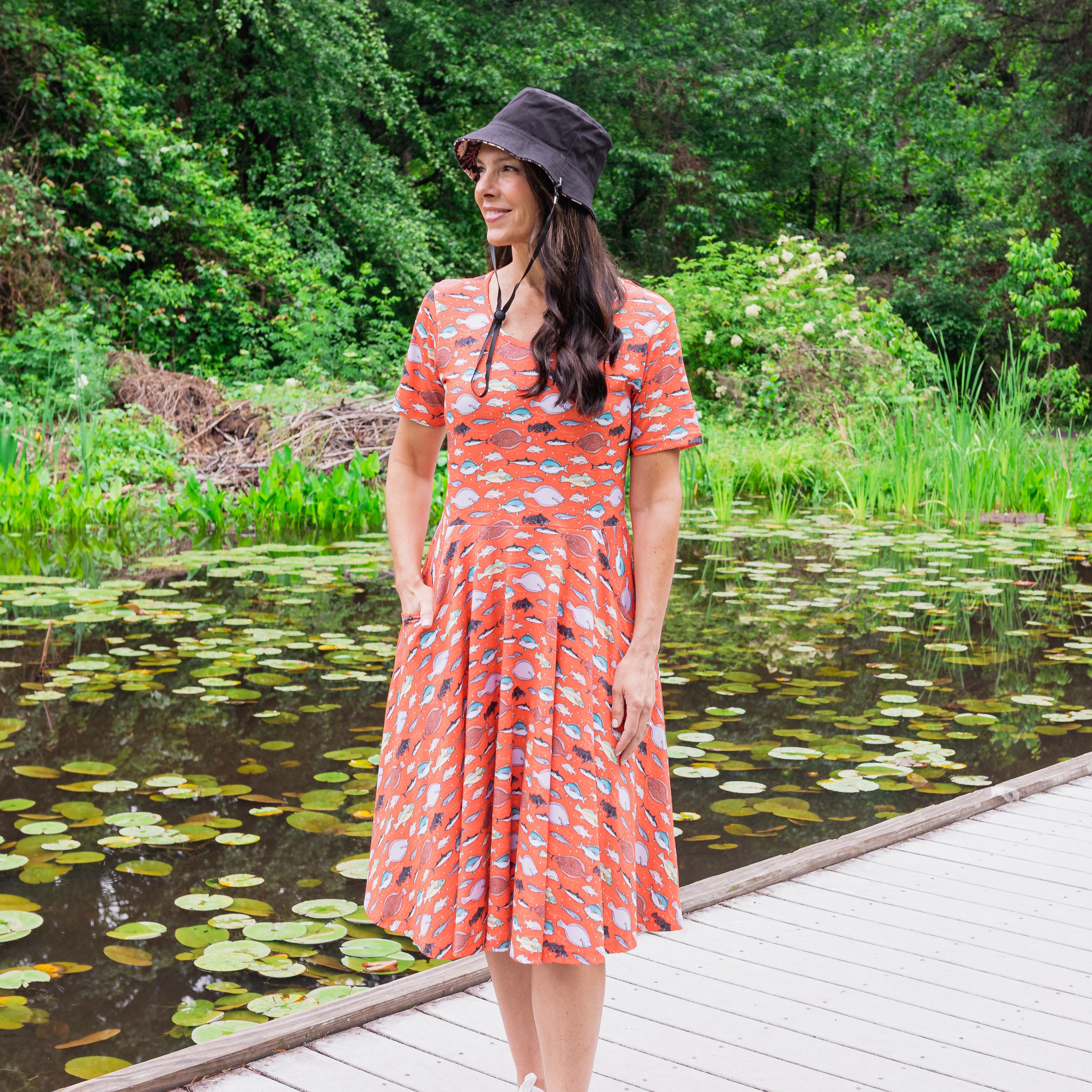 Gone Fishing Twirl Dress with Pockets