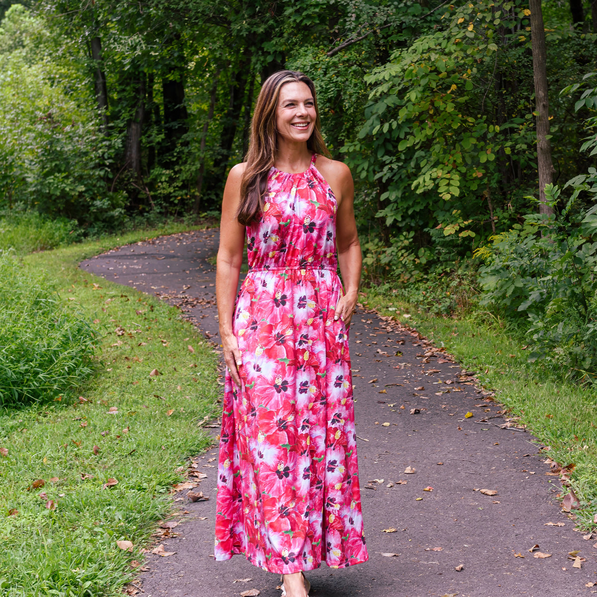 Hibiscus Maxi Dress with Pockets