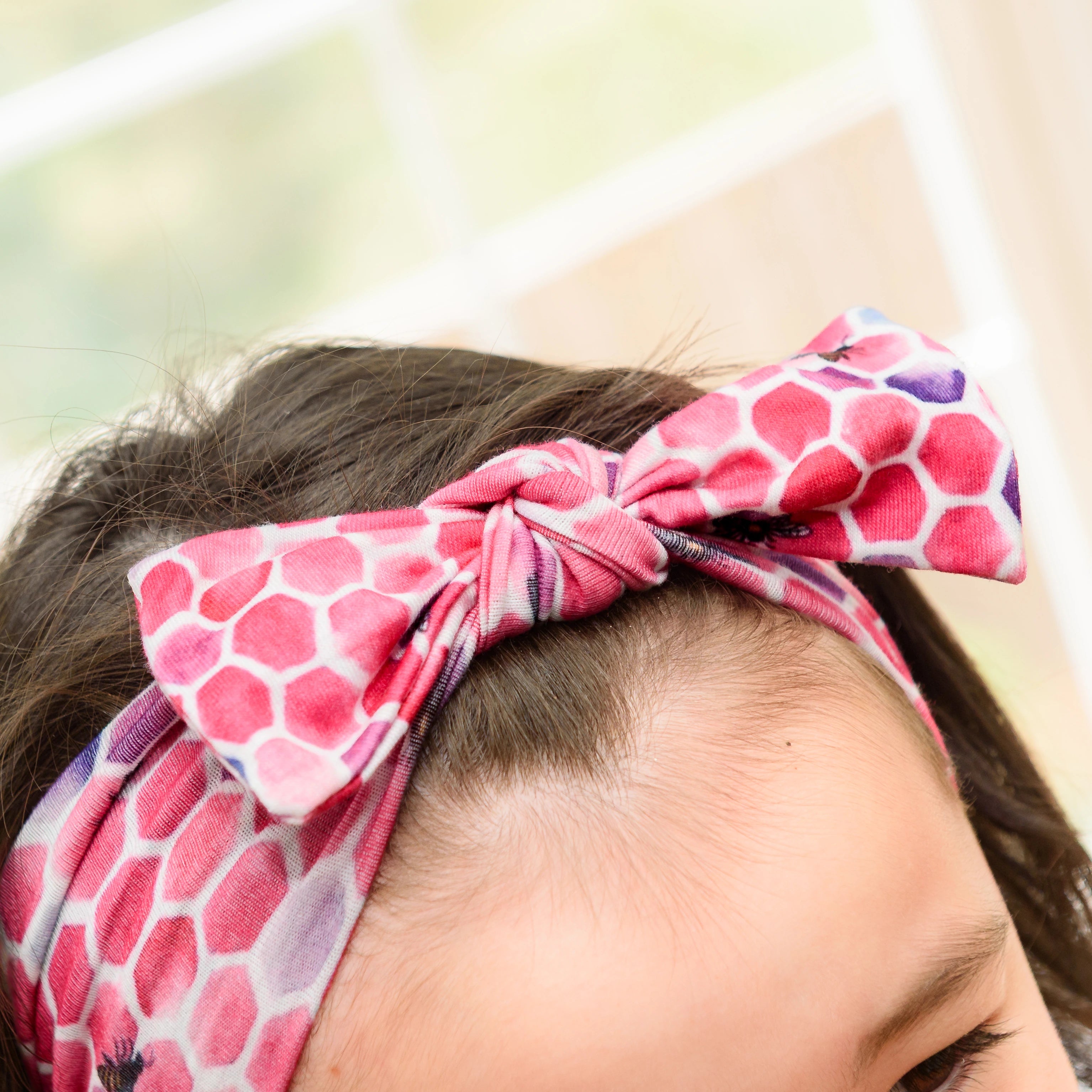 Rosy Honeycomb Kids Bow Headband